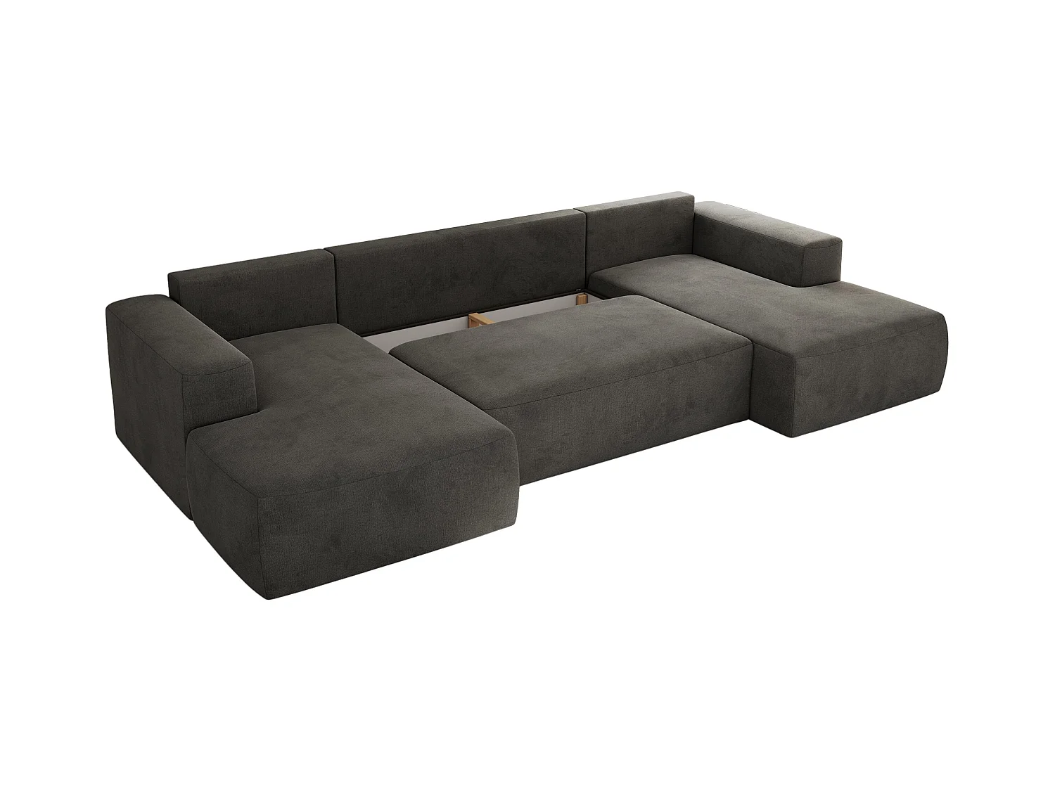 Ecksofa TRENTINO U - mit Schlaffunktion und Bettkasten, U-förmiges Wohnlandschaft, Armlehnen - Dunkelgrau Velvet