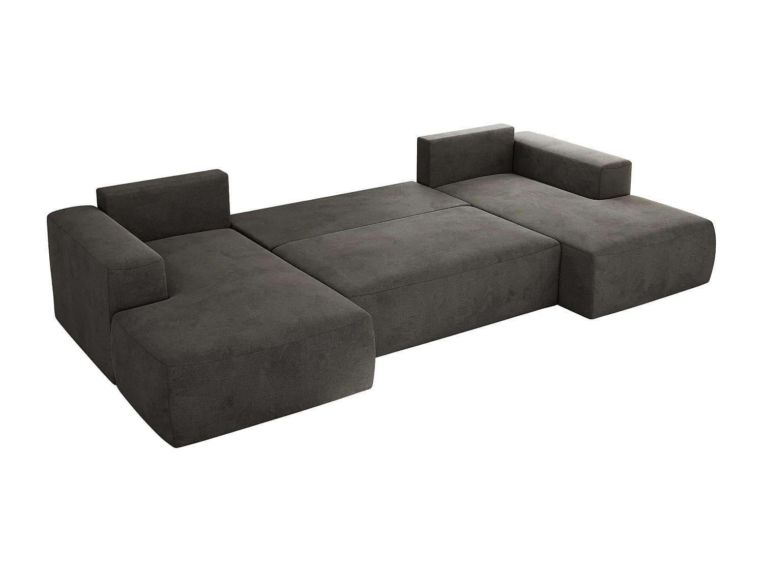 Ecksofa TRENTINO U - mit Schlaffunktion und Bettkasten, U-förmiges Wohnlandschaft, Armlehnen - Dunkelgrau Velvet