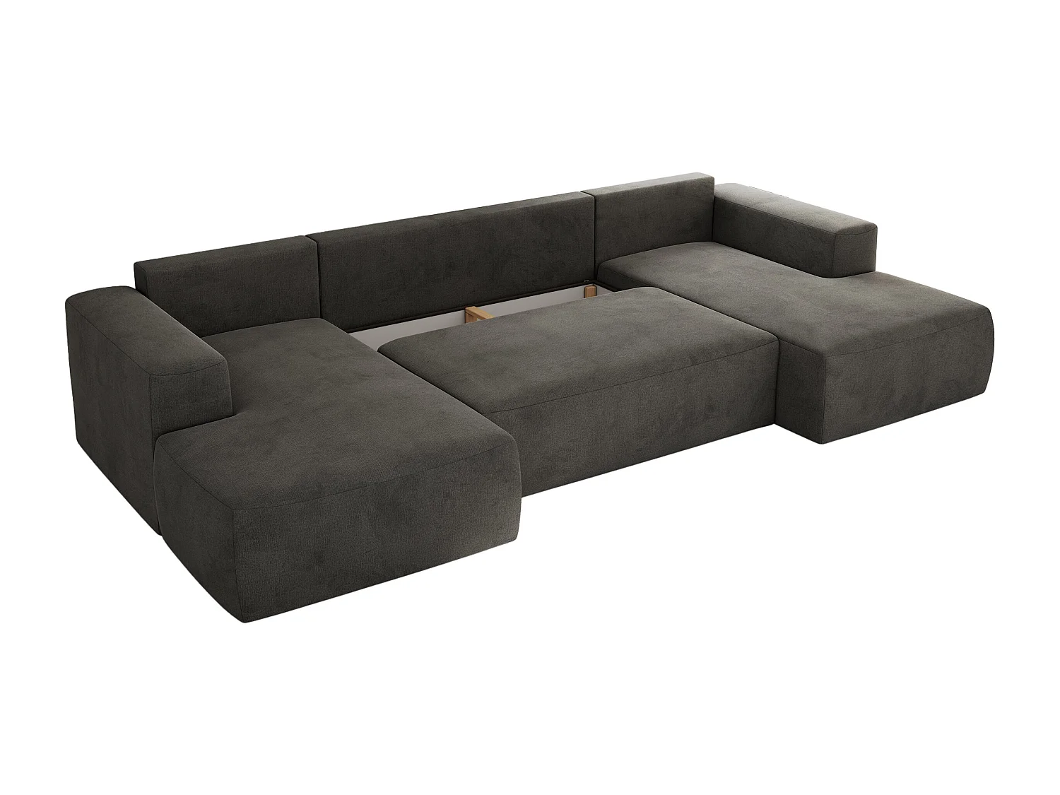 Ecksofa TRENTINO U - mit Schlaffunktion und Bettkasten, U-förmiges Wohnlandschaft, Armlehnen - Dunkelgrau Velvet