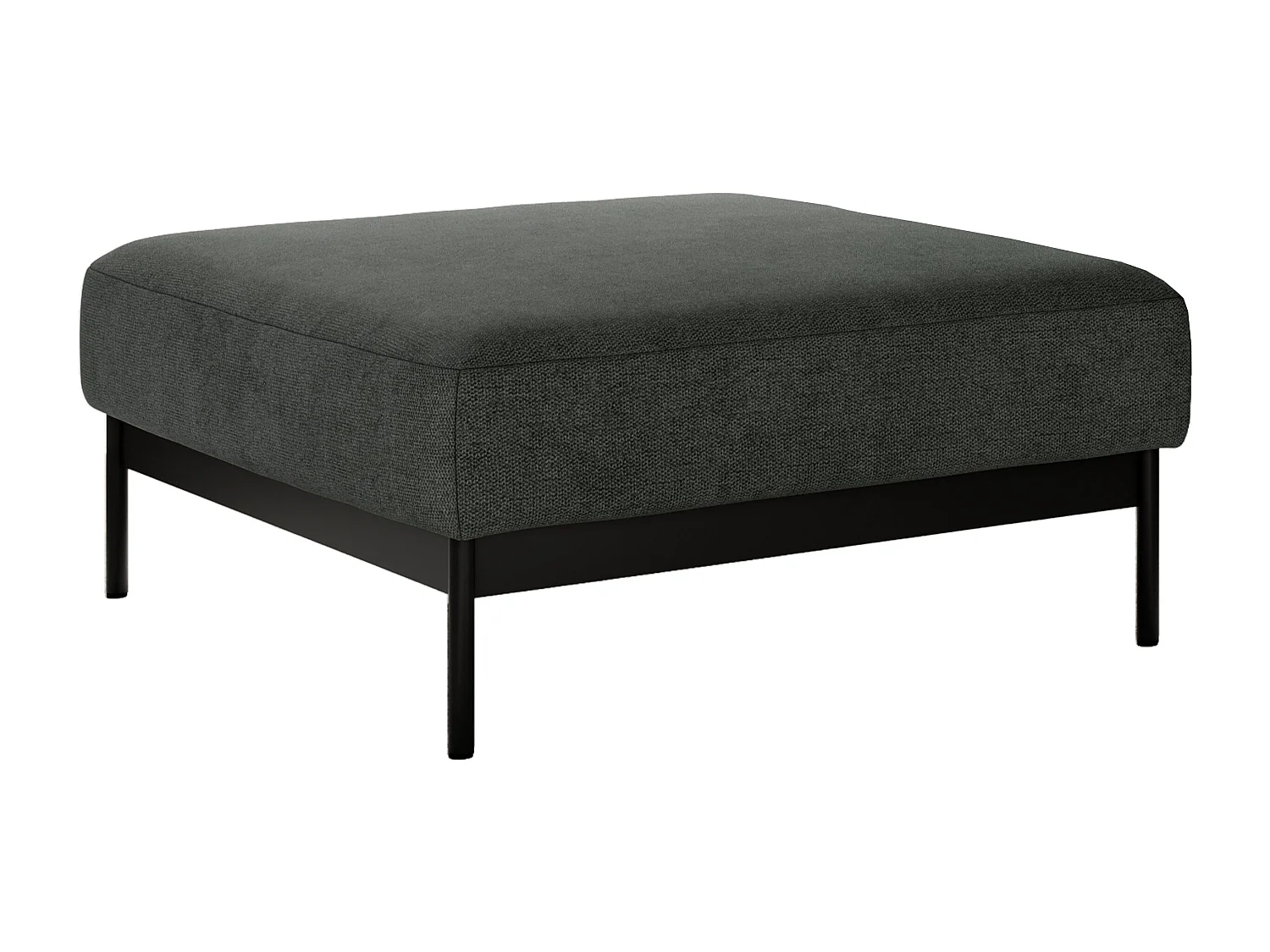 Ecksofa SALENTO - mit Metallbeine, Schlafsofa, mobilen Fußhocker, lose Kissen - Dunkelgrau Struktur