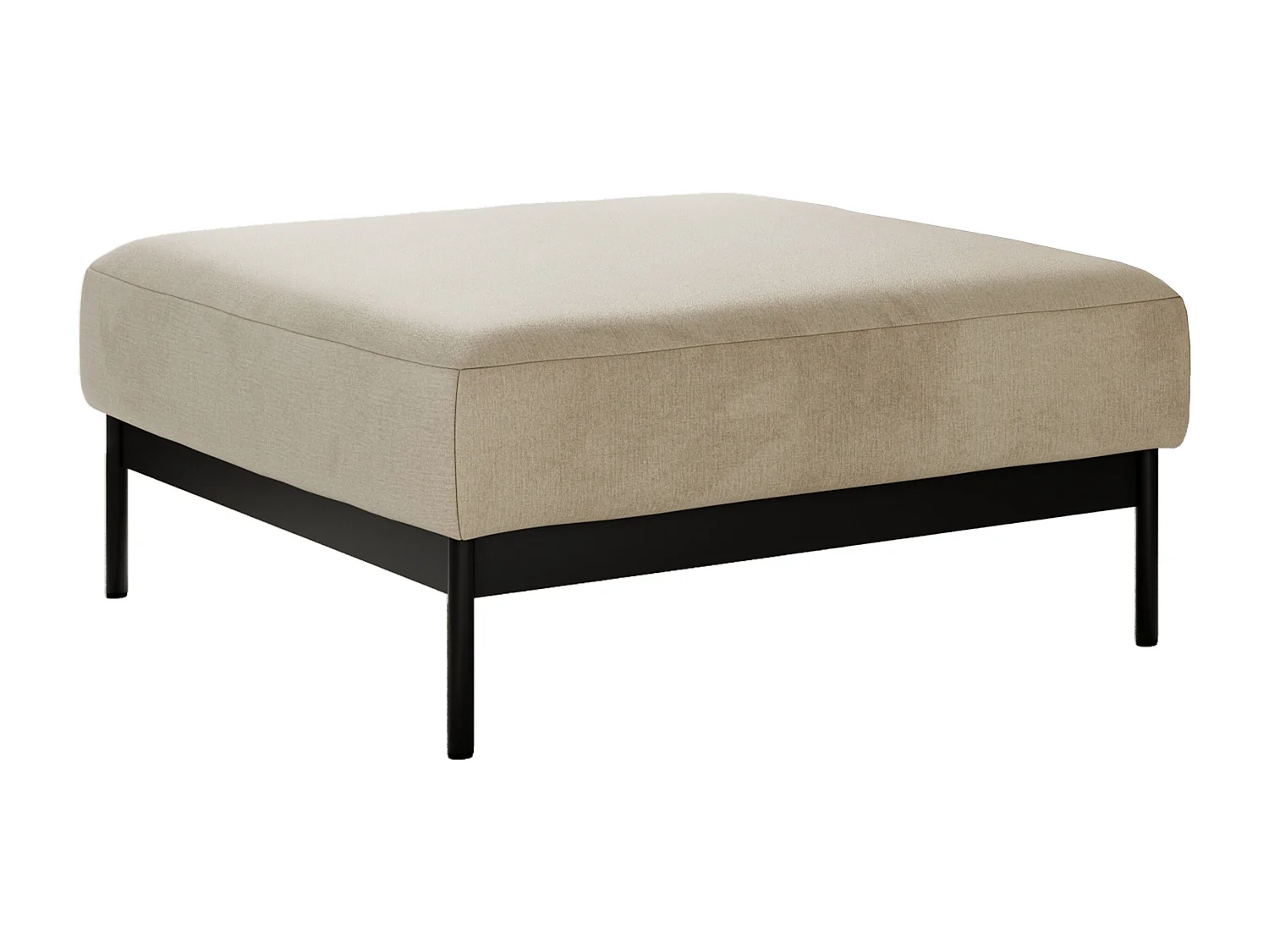 Ecksofa SALENTO - mit Metallbeine, Schlafsofa, mobilen Fußhocker, lose Kissen - Beige Velvet