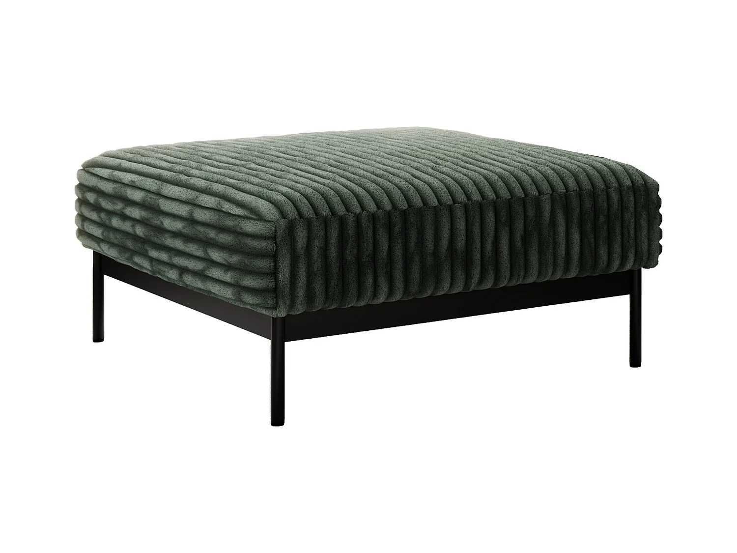 Ecksofa SALENTO - mit Metallbeine, Schlafsofa, mobilen Fußhocker, lose Kissen - Grün Cord