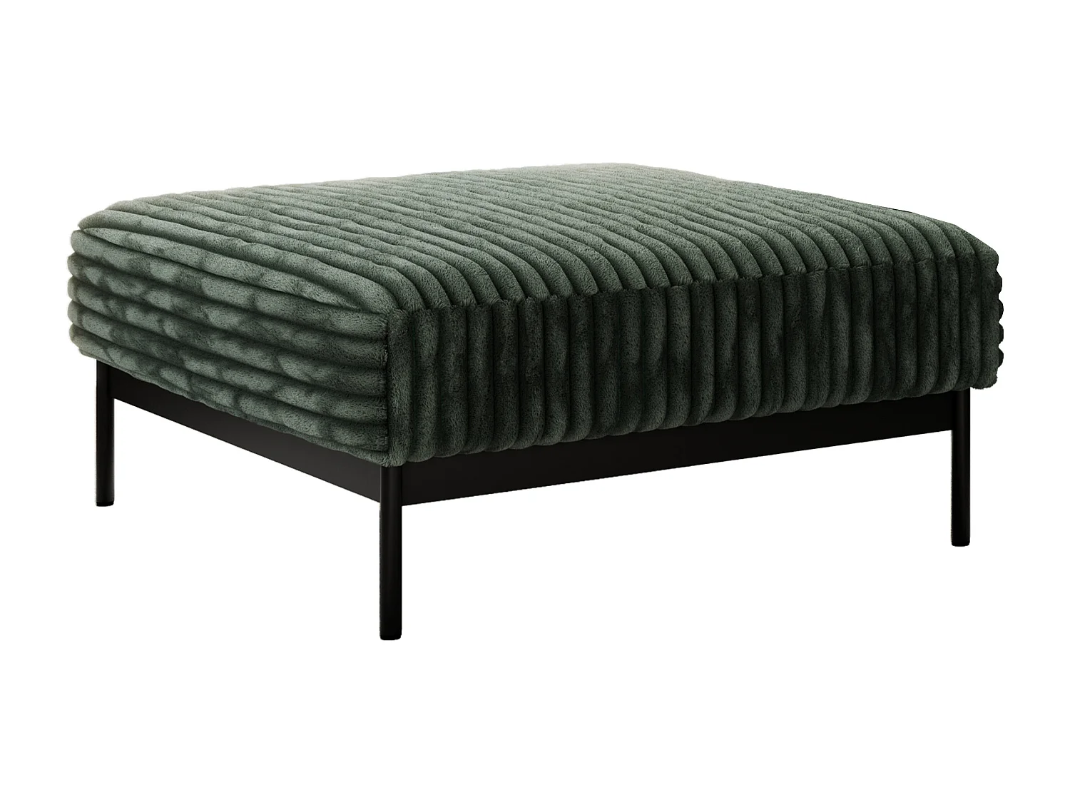 Ecksofa SALENTO - mit Metallbeine, Schlafsofa, mobilen Fußhocker, lose Kissen - Grün Cord