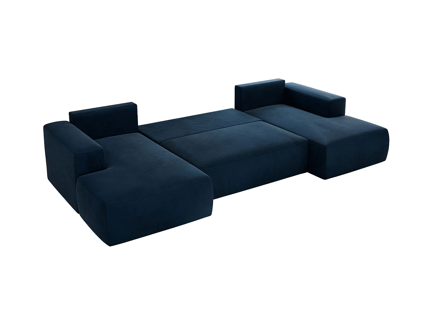 Ecksofa TRENTINO U - mit Schlaffunktion und Bettkasten, U-förmiges Wohnlandschaft, Armlehnen - Dunkelblau Velvet