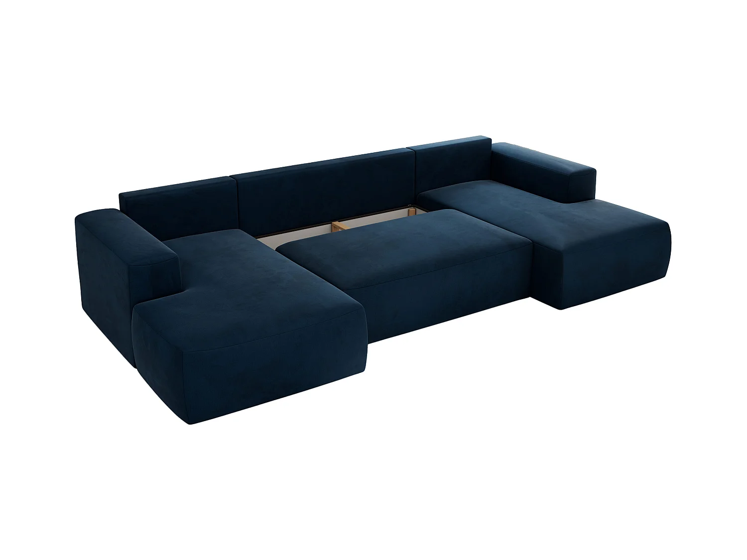 Ecksofa TRENTINO U - mit Schlaffunktion und Bettkasten, U-förmiges Wohnlandschaft, Armlehnen - Dunkelblau Velvet