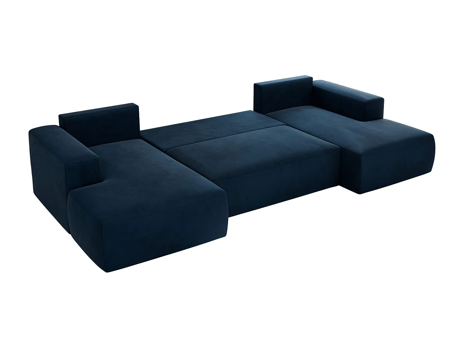 Ecksofa TRENTINO U - mit Schlaffunktion und Bettkasten, U-förmiges Wohnlandschaft, Armlehnen - Dunkelblau Velvet