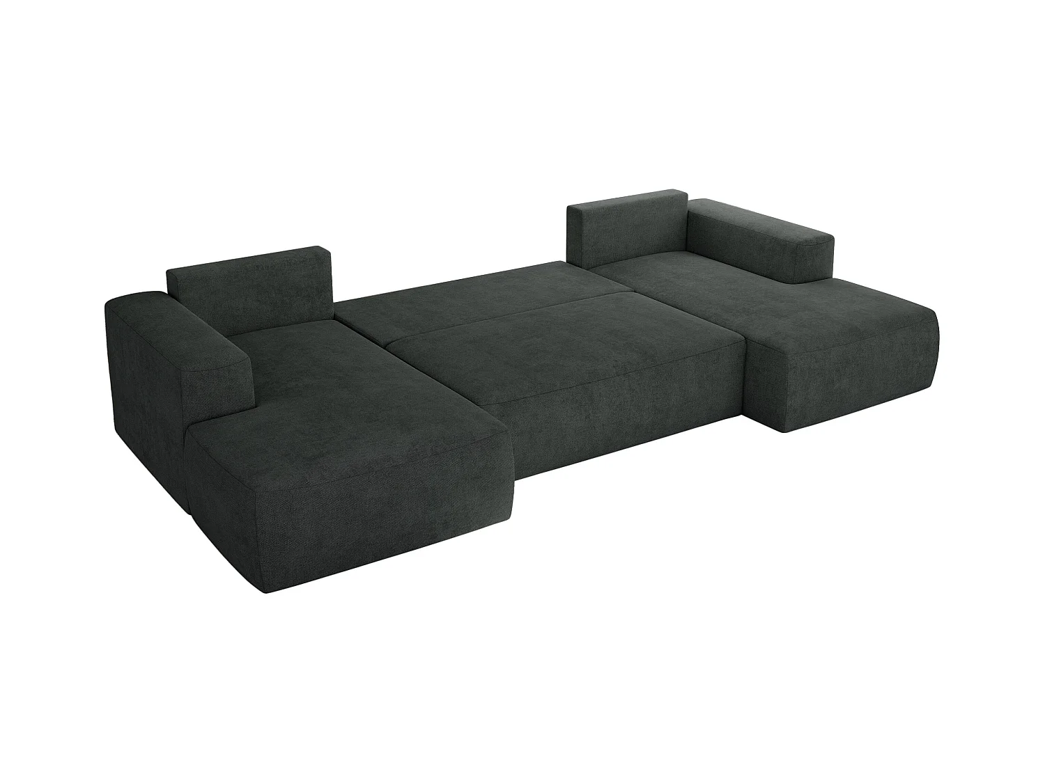 Ecksofa TRENTINO U - mit Schlaffunktion und Bettkasten, U-förmiges Wohnlandschaft, Armlehnen - Dunkelgrau Strukture