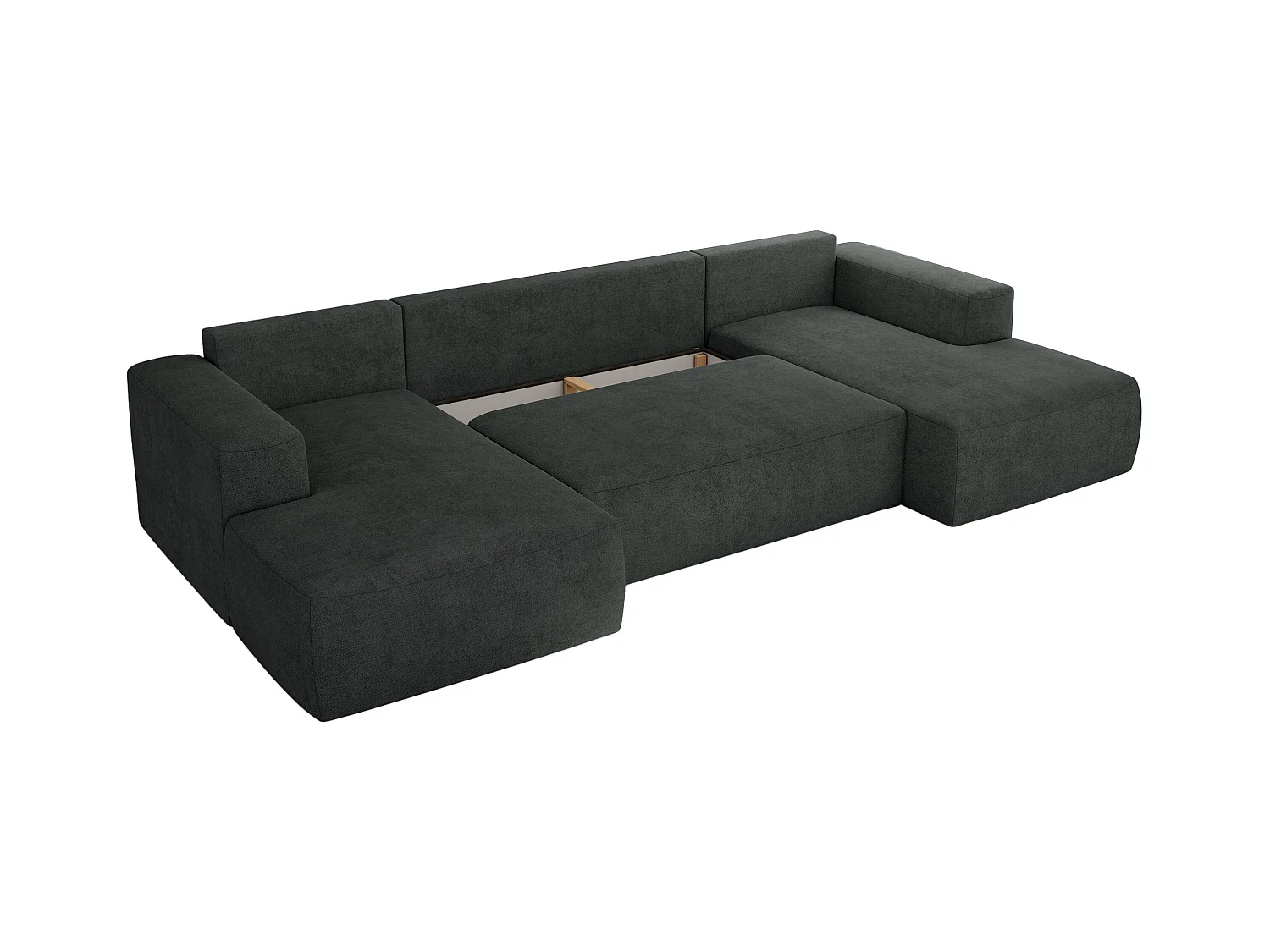 Ecksofa TRENTINO U - mit Schlaffunktion und Bettkasten, U-förmiges Wohnlandschaft, Armlehnen - Dunkelgrau Strukture