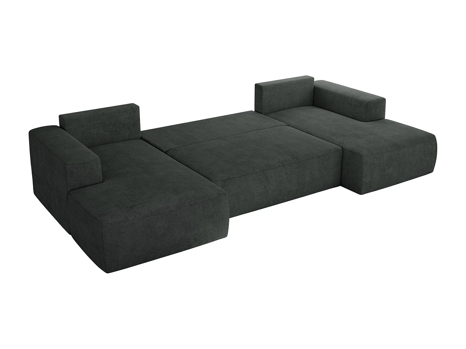 Ecksofa TRENTINO U - mit Schlaffunktion und Bettkasten, U-förmiges Wohnlandschaft, Armlehnen - Dunkelgrau Strukture