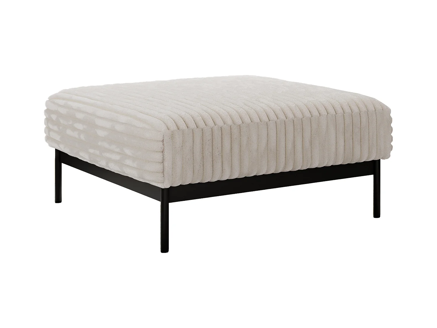 Ecksofa SALENTO - mit Metallbeine, Schlafsofa, mobilen Fußhocker, lose Kissen - Beige Cord