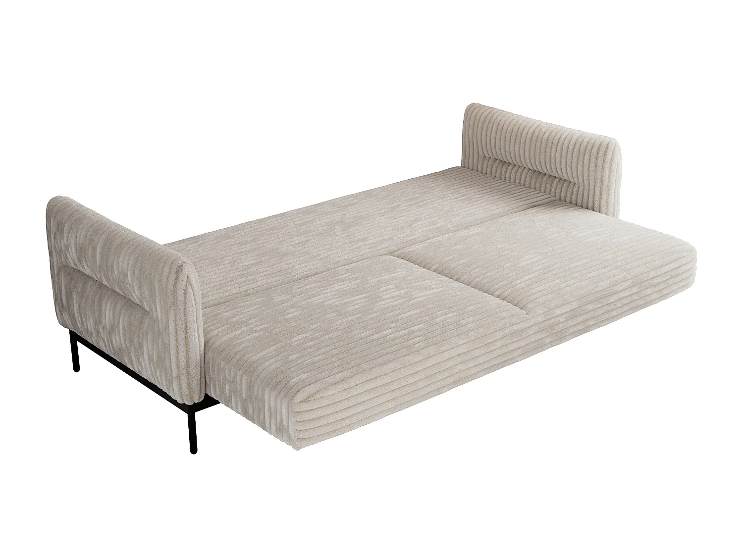 Ecksofa SALENTO - mit Metallbeine, Schlafsofa, mobilen Fußhocker, lose Kissen - Beige Cord