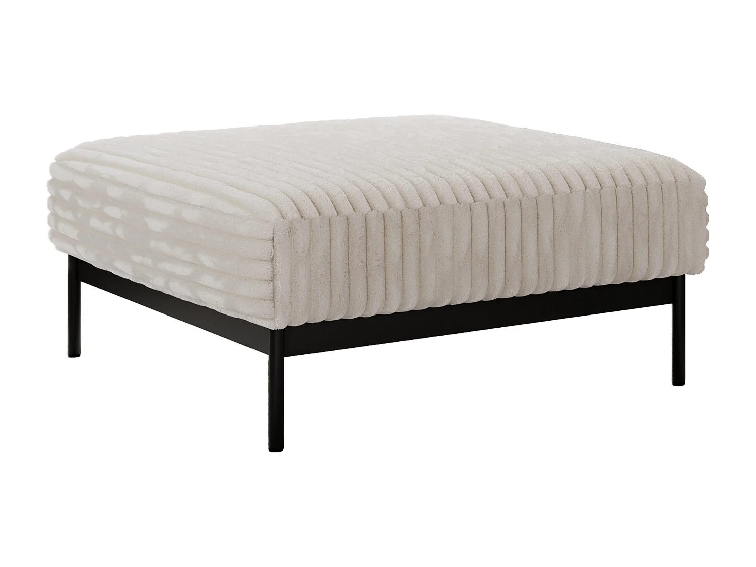 Ecksofa SALENTO - mit Metallbeine, Schlafsofa, mobilen Fußhocker, lose Kissen - Beige Cord