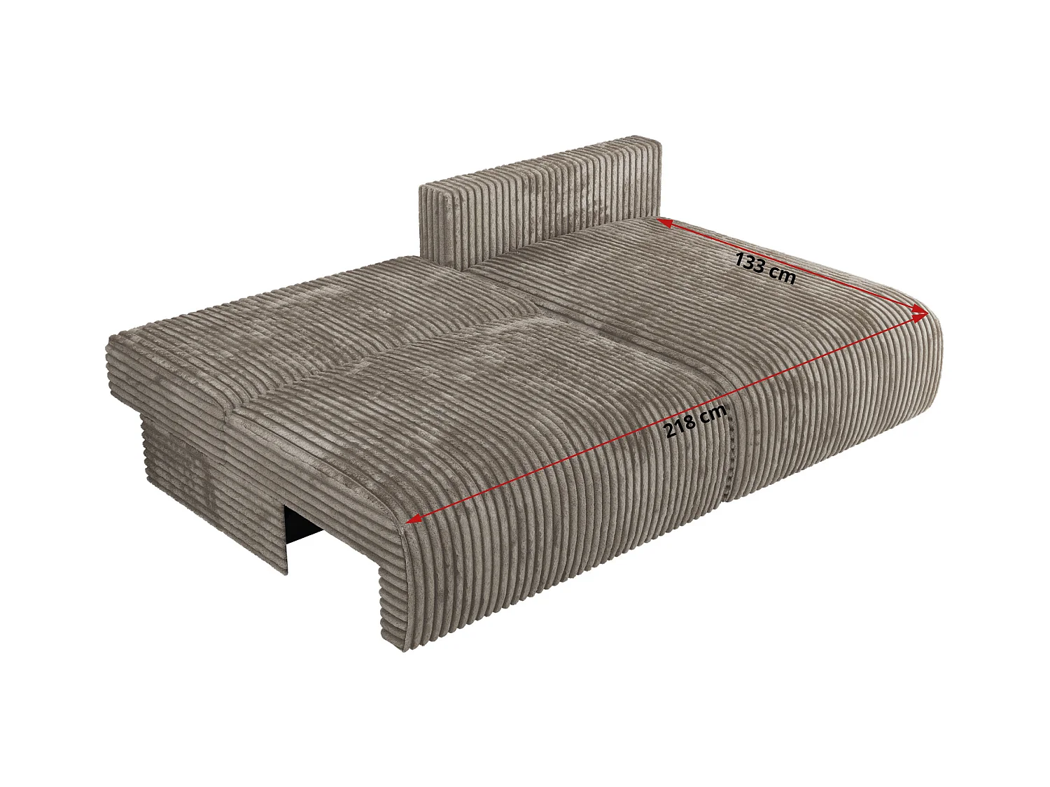 Ecksofa VIVO - L-form Couch mit Schlaffunktion und Bettkasten, Wellenfeder - Hellbraun Cord - Ecke Links