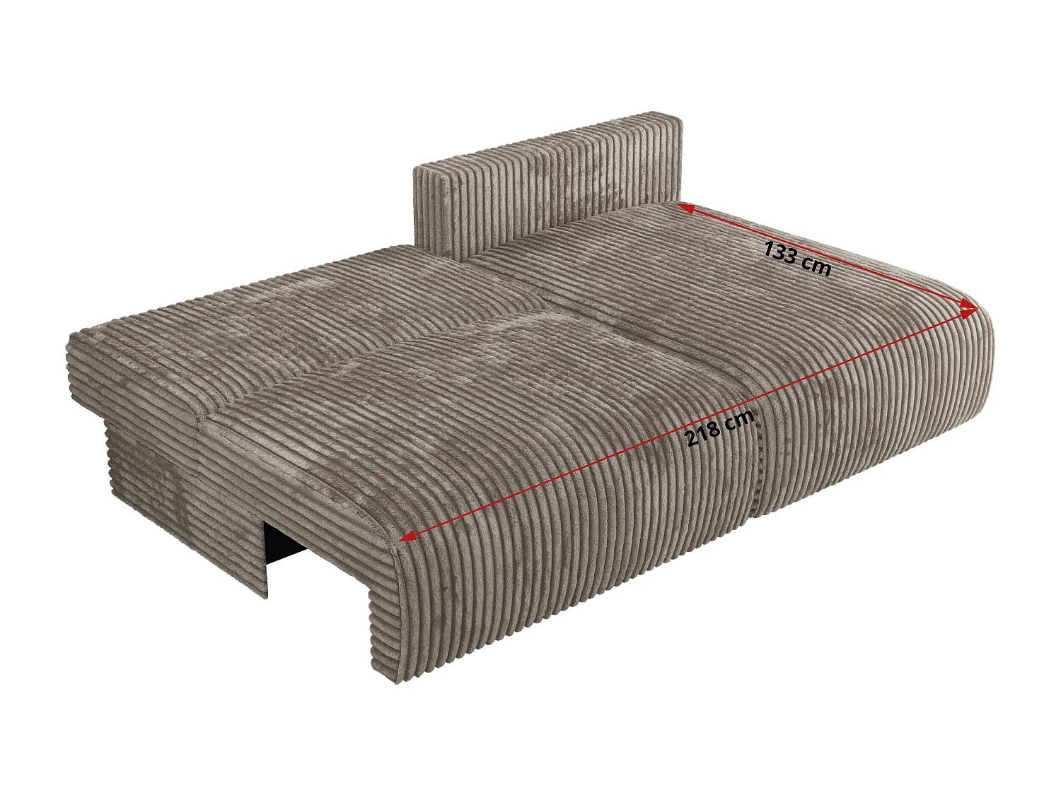 Ecksofa VIVO - L-form Couch mit Schlaffunktion und Bettkasten, Wellenfeder - Hellbraun Cord - Ecke Links