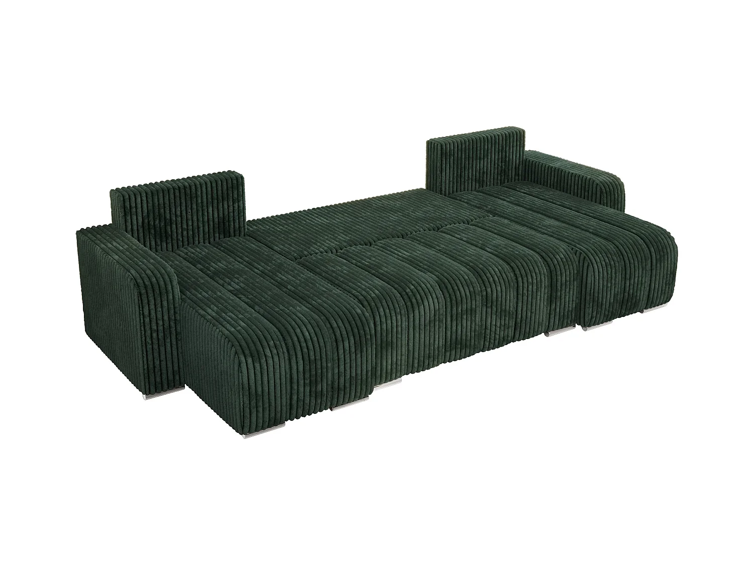 Ecksofa KIRASSO U - Wohnlandschaft, Schlaffunktion und Bettkasten, Couch U-form, lose Kissen - Grün Cord