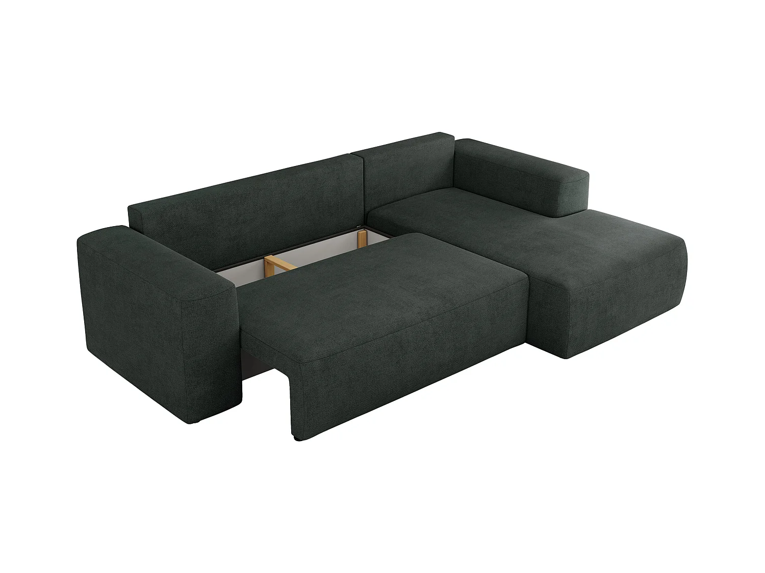 Ecksofa TRENTINO - mit Schlaffunktion und Bettkasten, L-form Couch, lose Kissen und Armlehnen - Dunkelgrau Stukture - Ecke Rechts