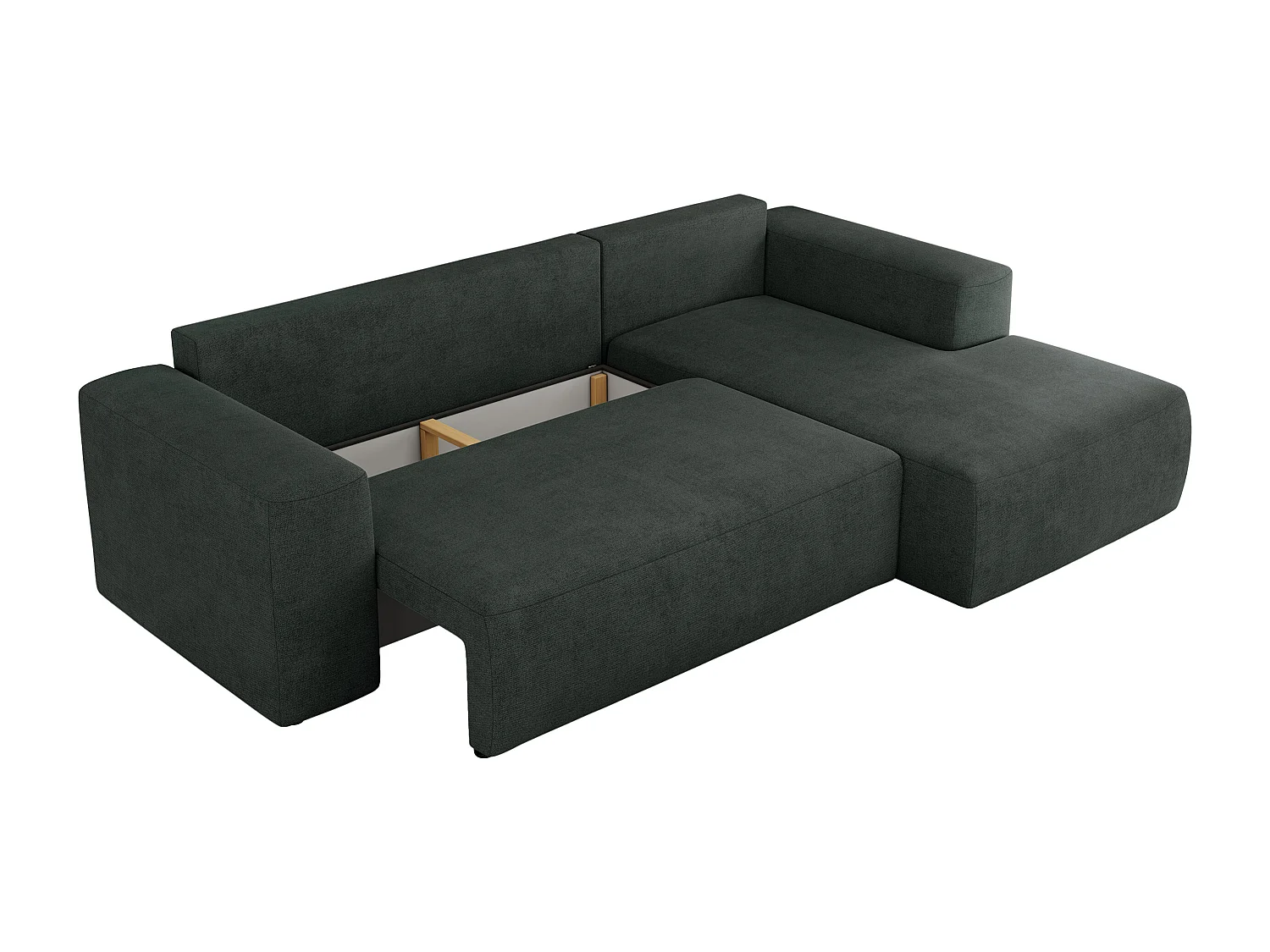 Ecksofa TRENTINO - mit Schlaffunktion und Bettkasten, L-form Couch, lose Kissen und Armlehnen - Dunkelgrau Stukture - Ecke Rechts