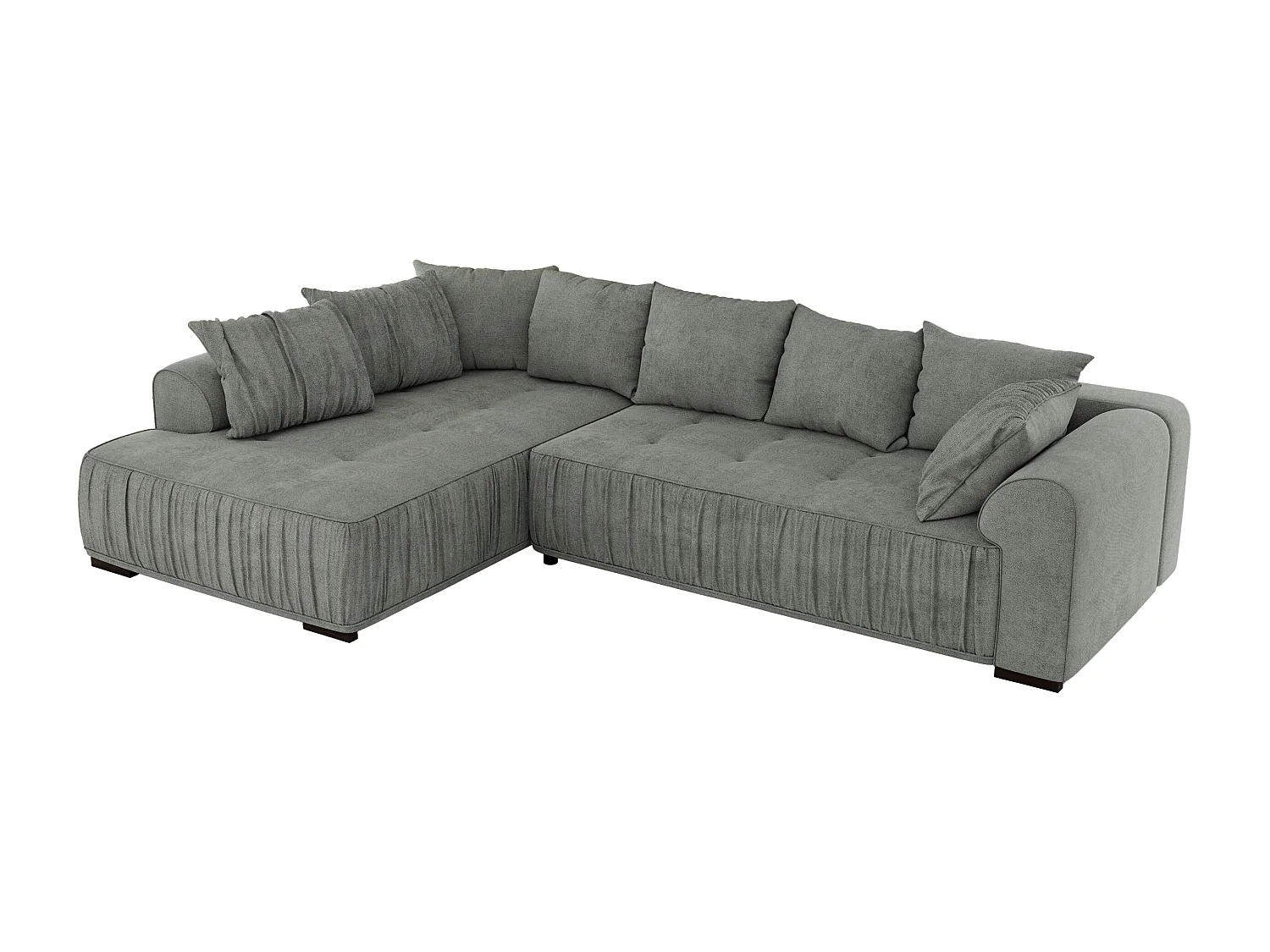 Ecksofa ORTA - Schlaffunktion und Bettkasten, lose Kissen, gesteppter Sitz, L-förmige Ecke - Grau Stukture - Ecke Links