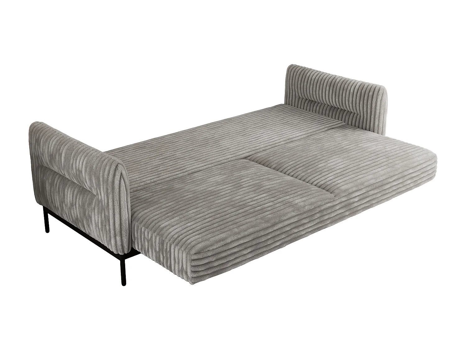 Sofa SALENTO - 3-Sitzer mit Metallbeine, mobile Kopfstütze, Schlafsofa mit lose Kissen - Hellgrau Cord