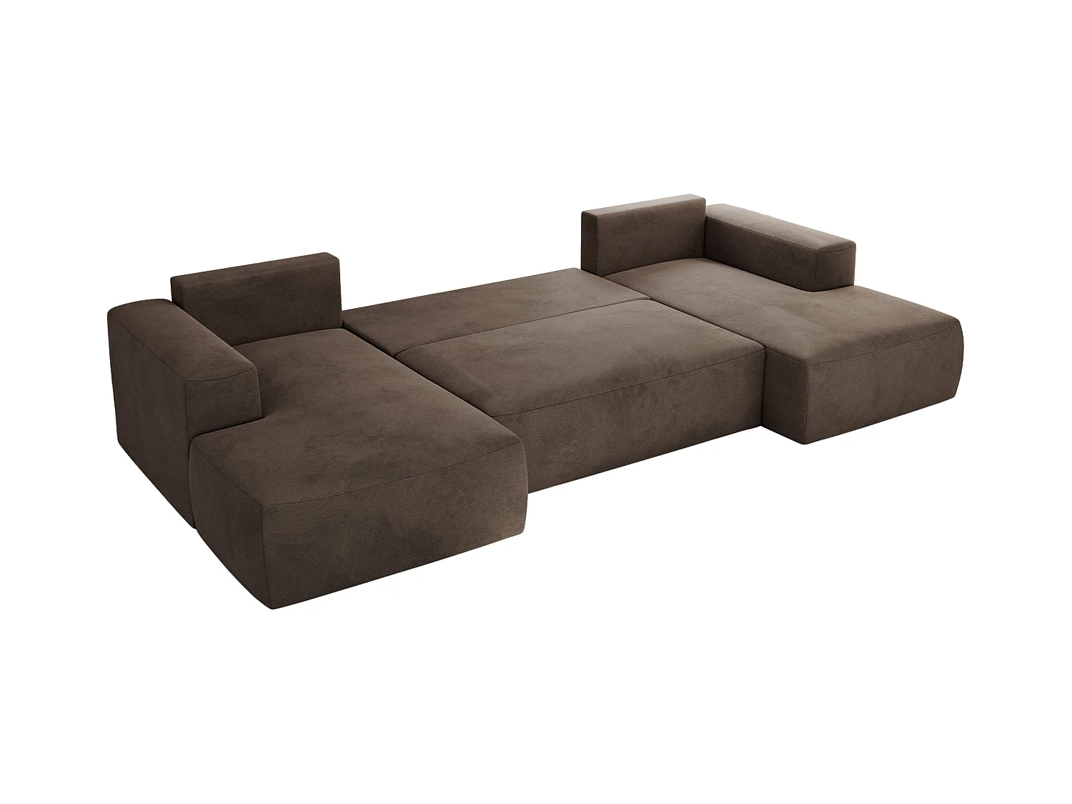 Ecksofa TRENTINO U - mit Schlaffunktion und Bettkasten, U-förmiges Wohnlandschaft, Armlehnen - Braun Velvet