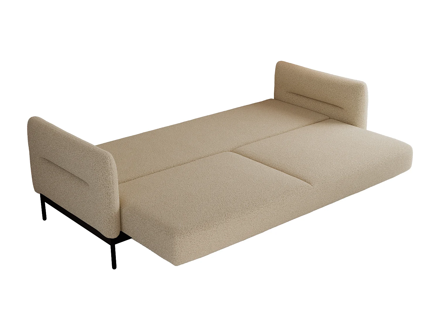 Ecksofa SALENTO - mit Metallbeine, Schlafsofa, mobilen Fußhocker, lose Kissen - Beige Boucle