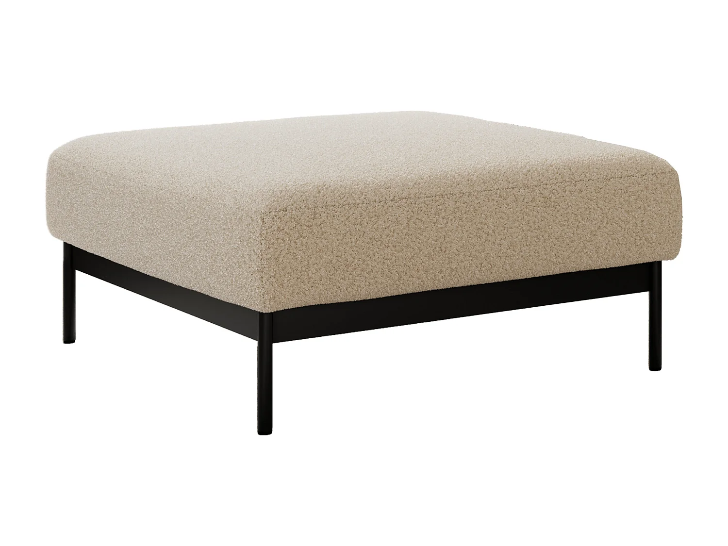Ecksofa SALENTO - mit Metallbeine, Schlafsofa, mobilen Fußhocker, lose Kissen - Beige Boucle