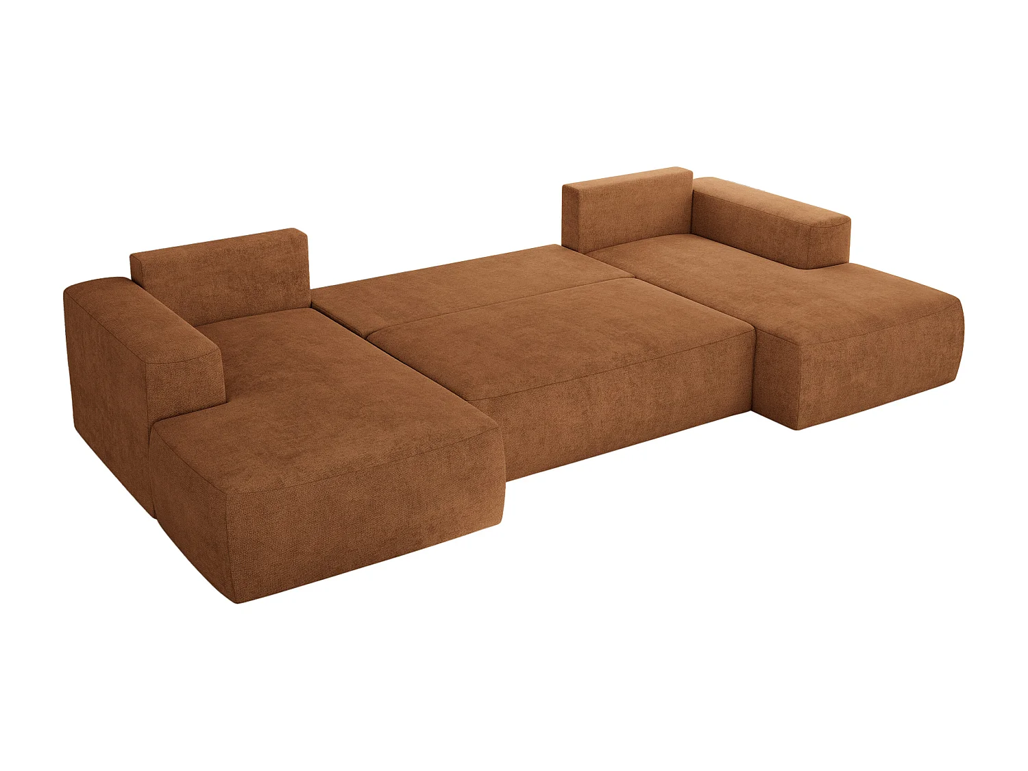 Ecksofa TRENTINO U - mit Schlaffunktion und Bettkasten, U-förmiges Wohnlandschaft, Armlehnen - Orange Strukture