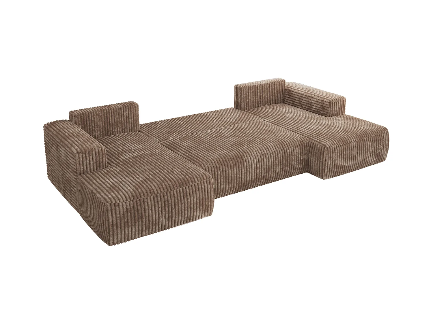 Ecksofa TRENTINO U - mit Schlaffunktion und Bettkasten, U-förmiges Wohnlandschaft, Armlehnen - Braun Cord