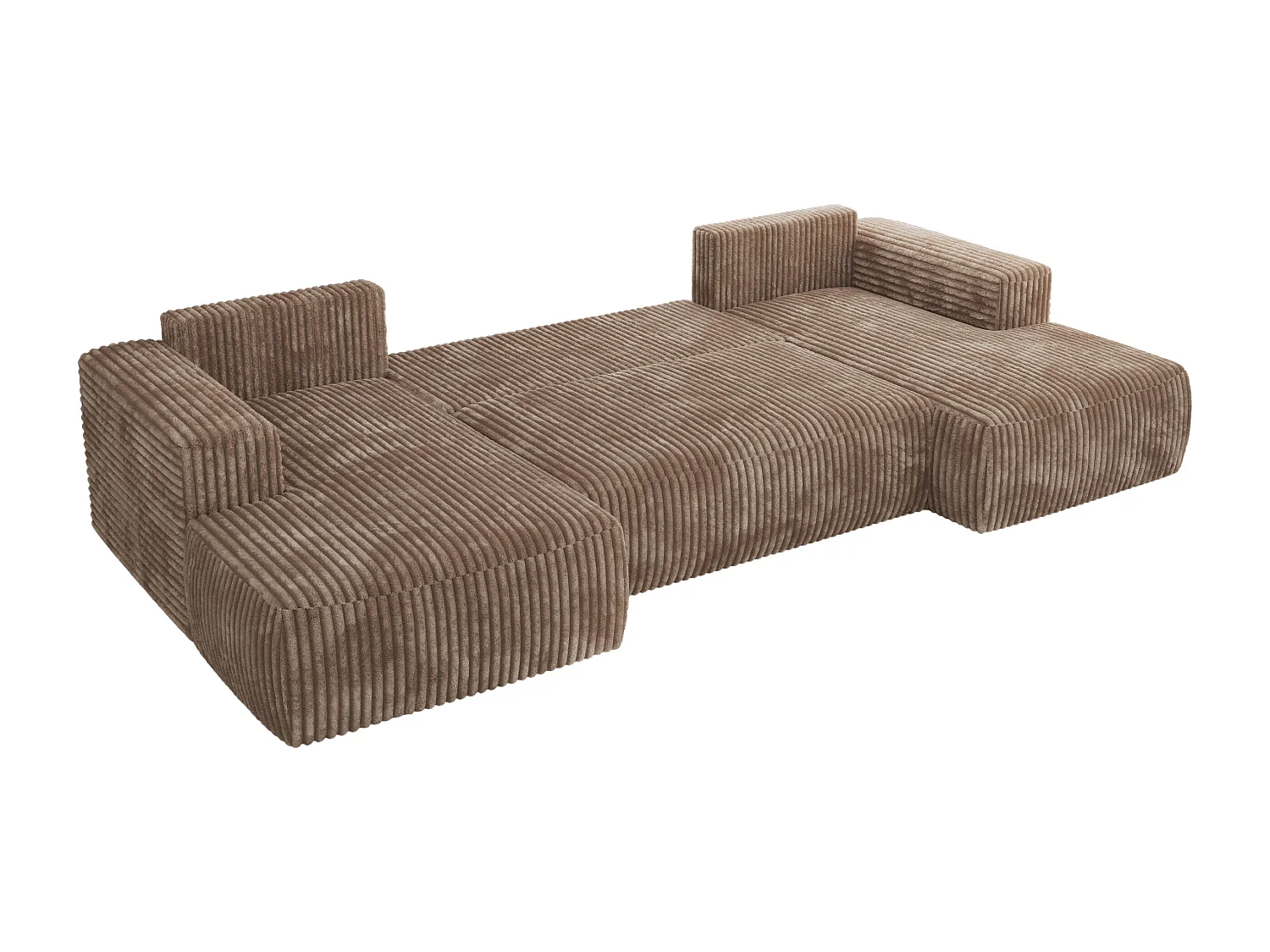 Ecksofa TRENTINO U - mit Schlaffunktion und Bettkasten, U-förmiges Wohnlandschaft, Armlehnen - Braun Cord