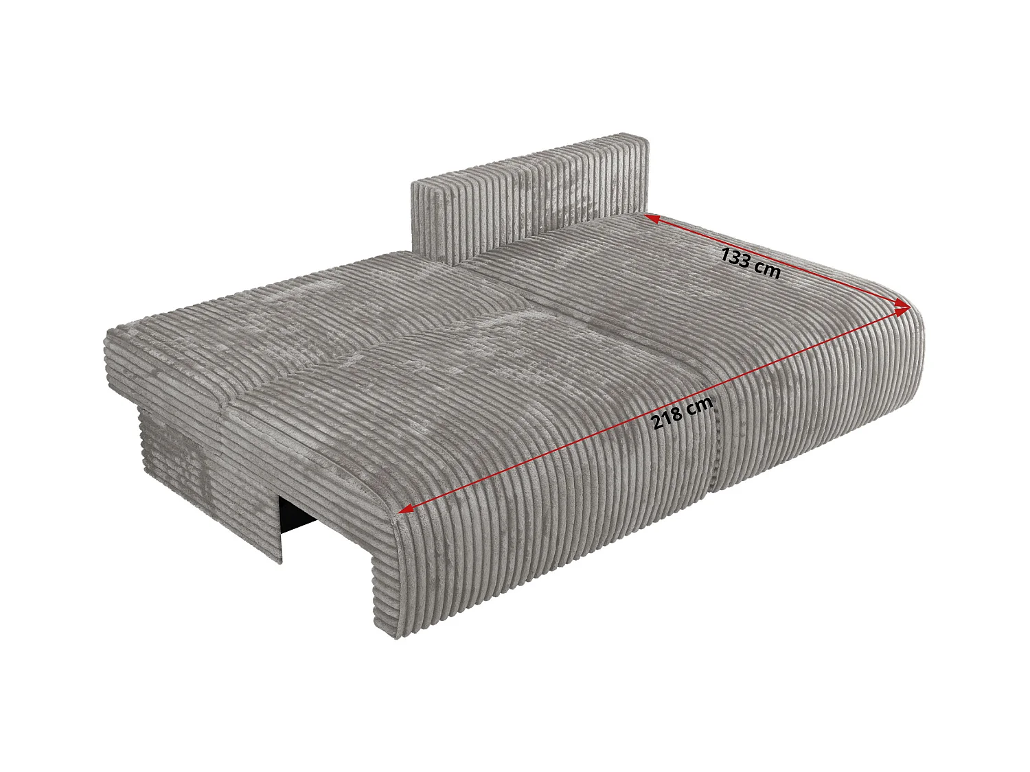 Ecksofa VIVO - L-form Couch mit Schlaffunktion und Bettkasten, Wellenfeder - Grau Cord - Ecke Rechts