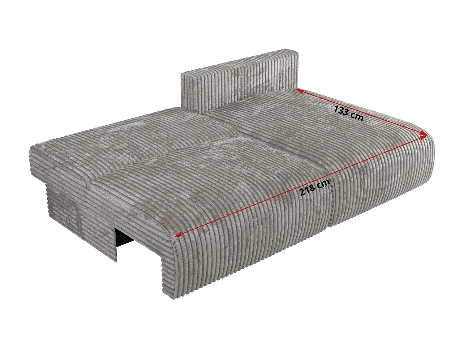 Ecksofa VIVO - L-form Couch mit Schlaffunktion und Bettkasten, Wellenfeder - Grau Cord - Ecke Rechts