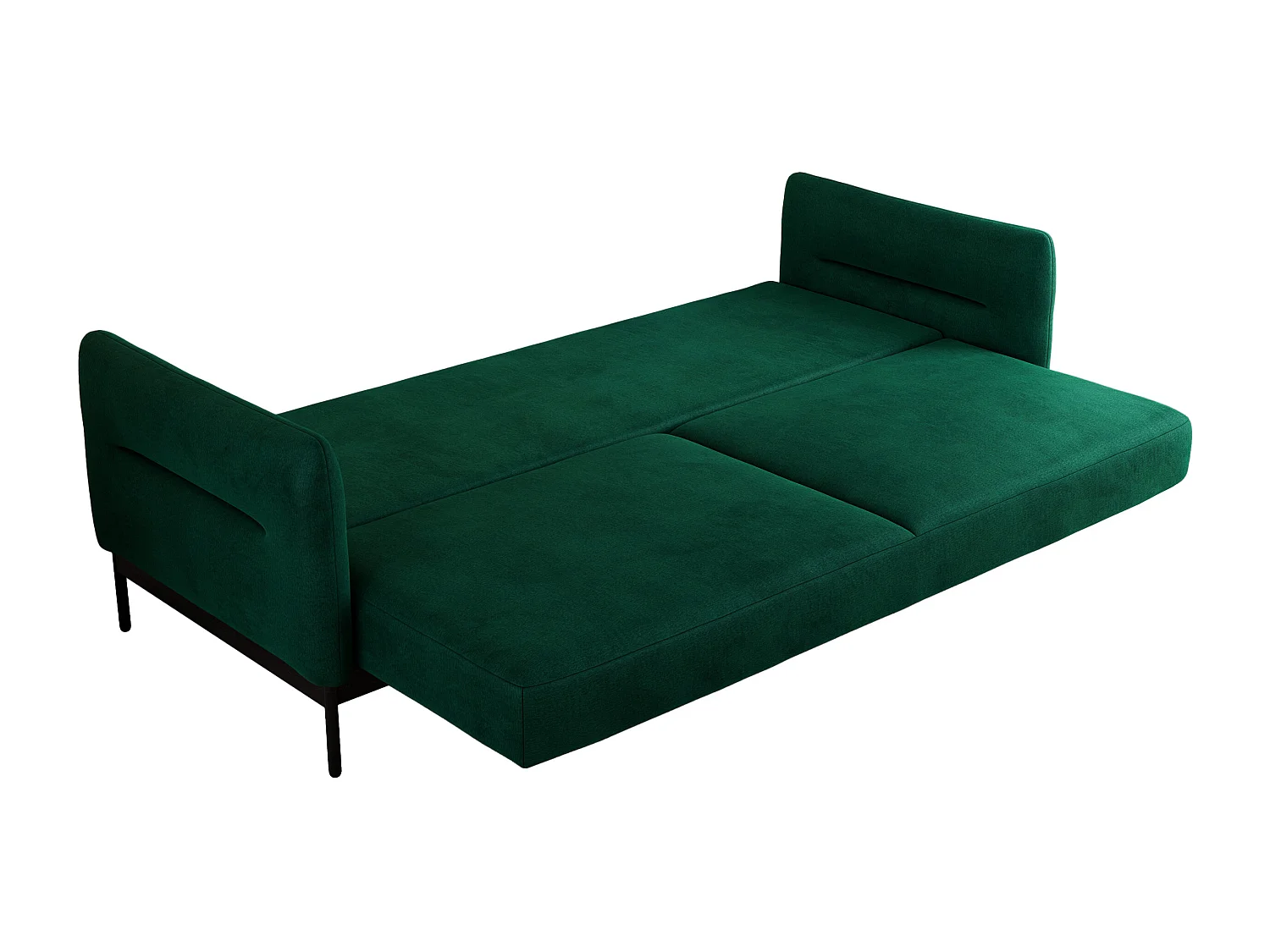 Sofa SALENTO - 3-Sitzer mit Metallbeine, mobile Kopfstütze, Schlafsofa mit lose Kissen - Grün Velvet