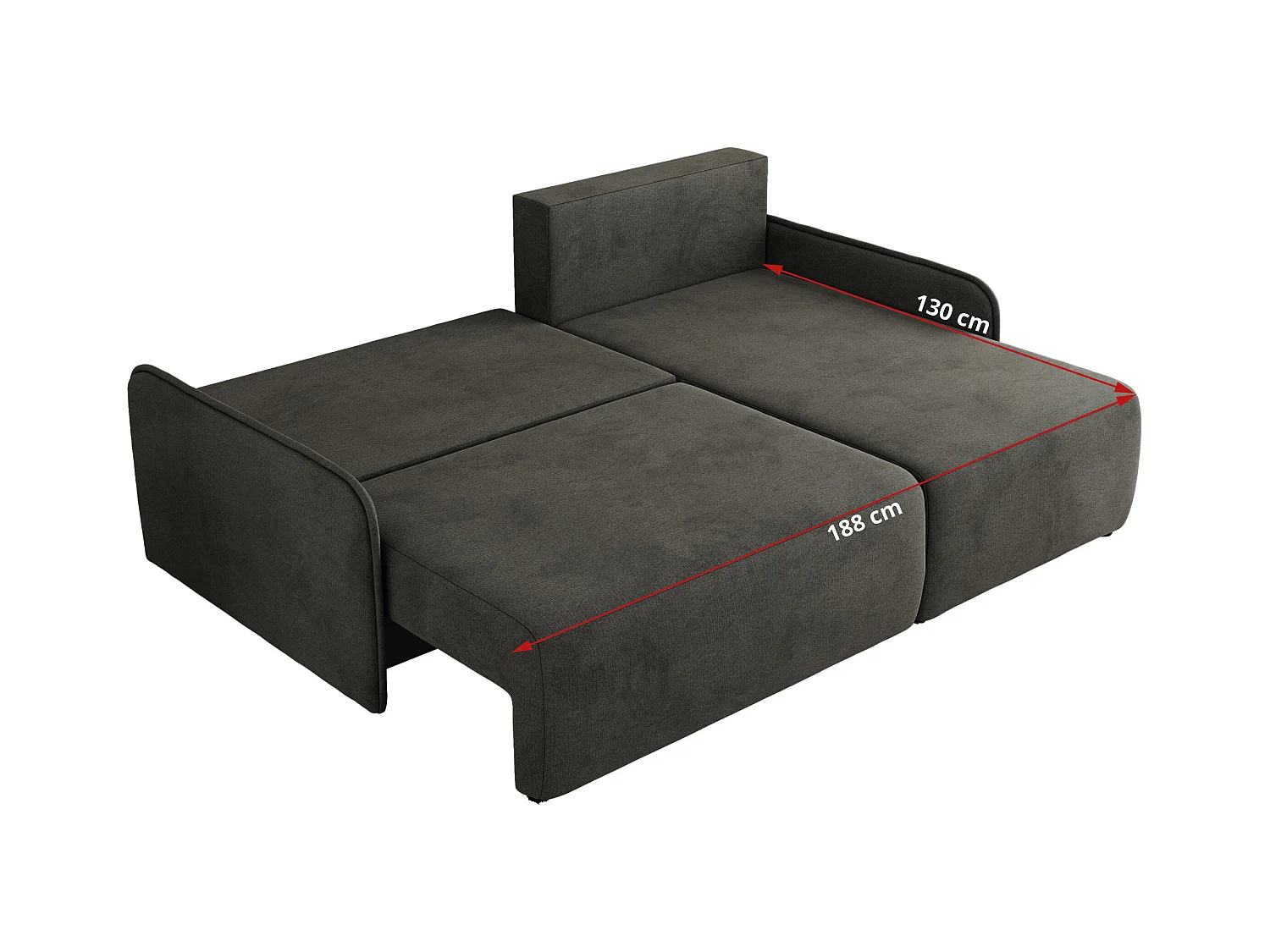 Ecksofa ARPA - L-form Schlaffsofa, Bettkasten und lose Kissen, Armlehnen - Dunkelgrau Velvet - Ecke Links