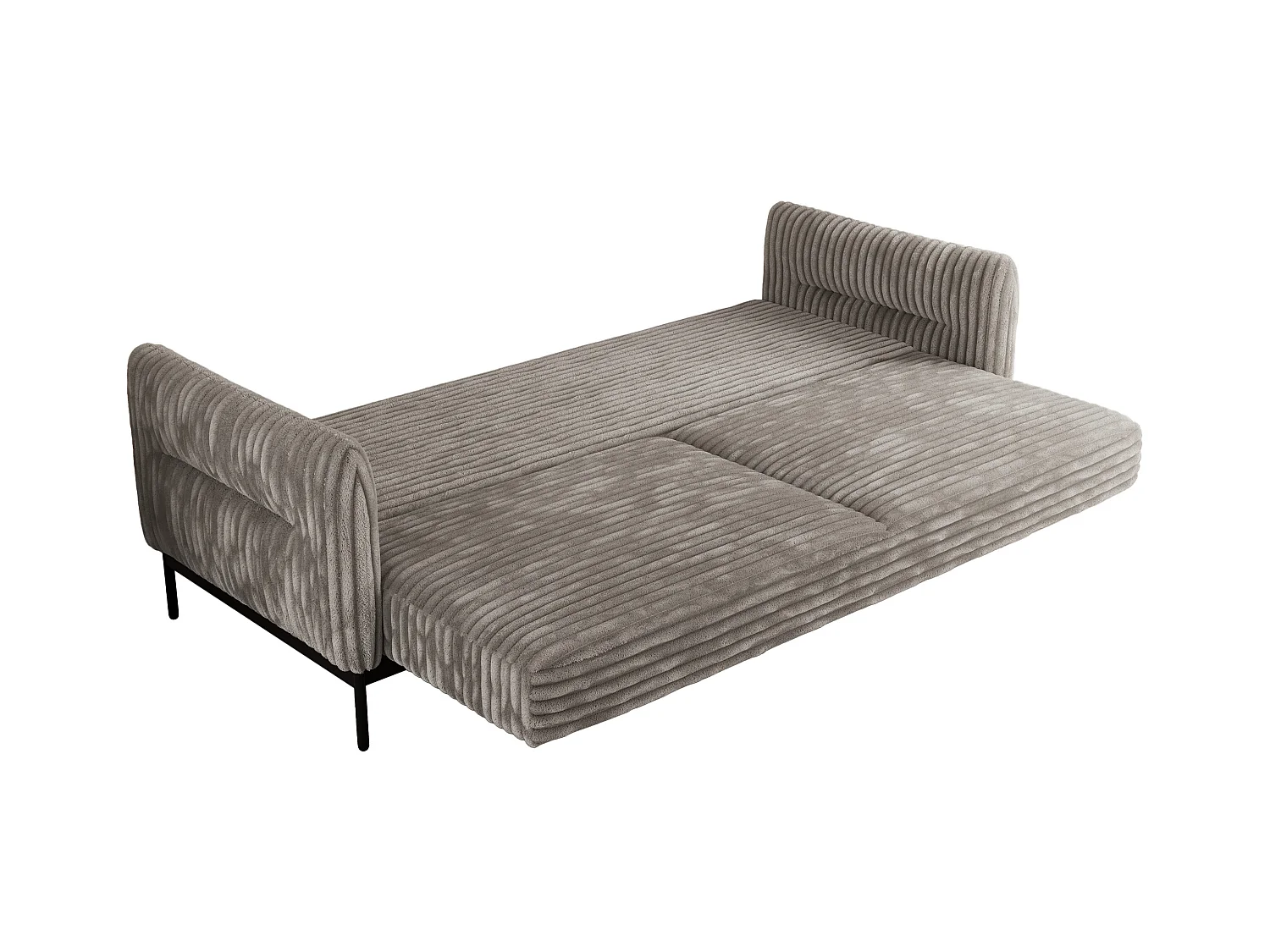 Sofa SALENTO - 3-Sitzer mit Metallbeine, mobile Kopfstütze, Schlafsofa mit lose Kissen - Hellbraun Cord