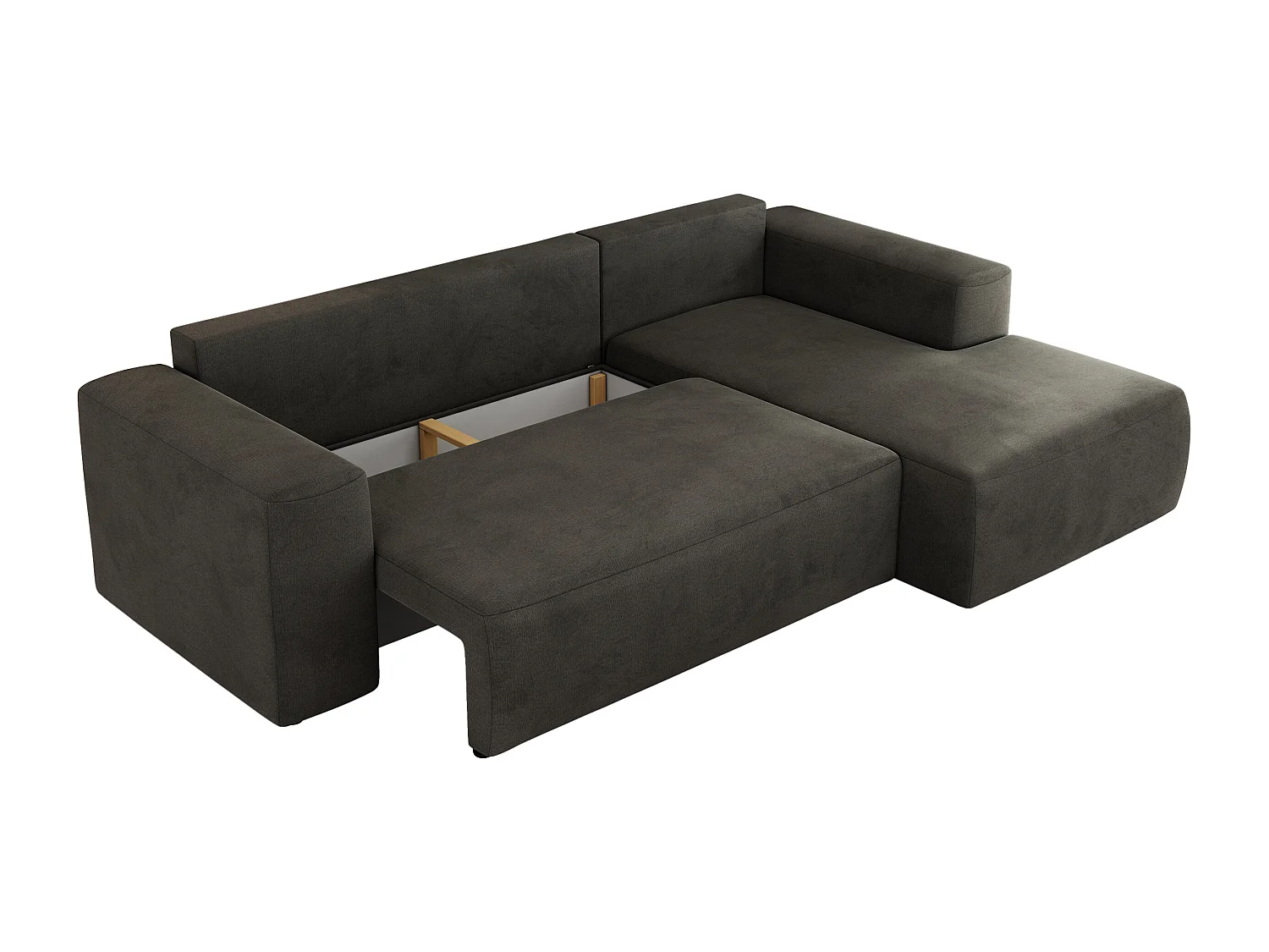Ecksofa TRENTINO - mit Schlaffunktion und Bettkasten, L-form Couch, lose Kissen und Armlehnen - Dunkelgrau Velvet - Ecke Rechts