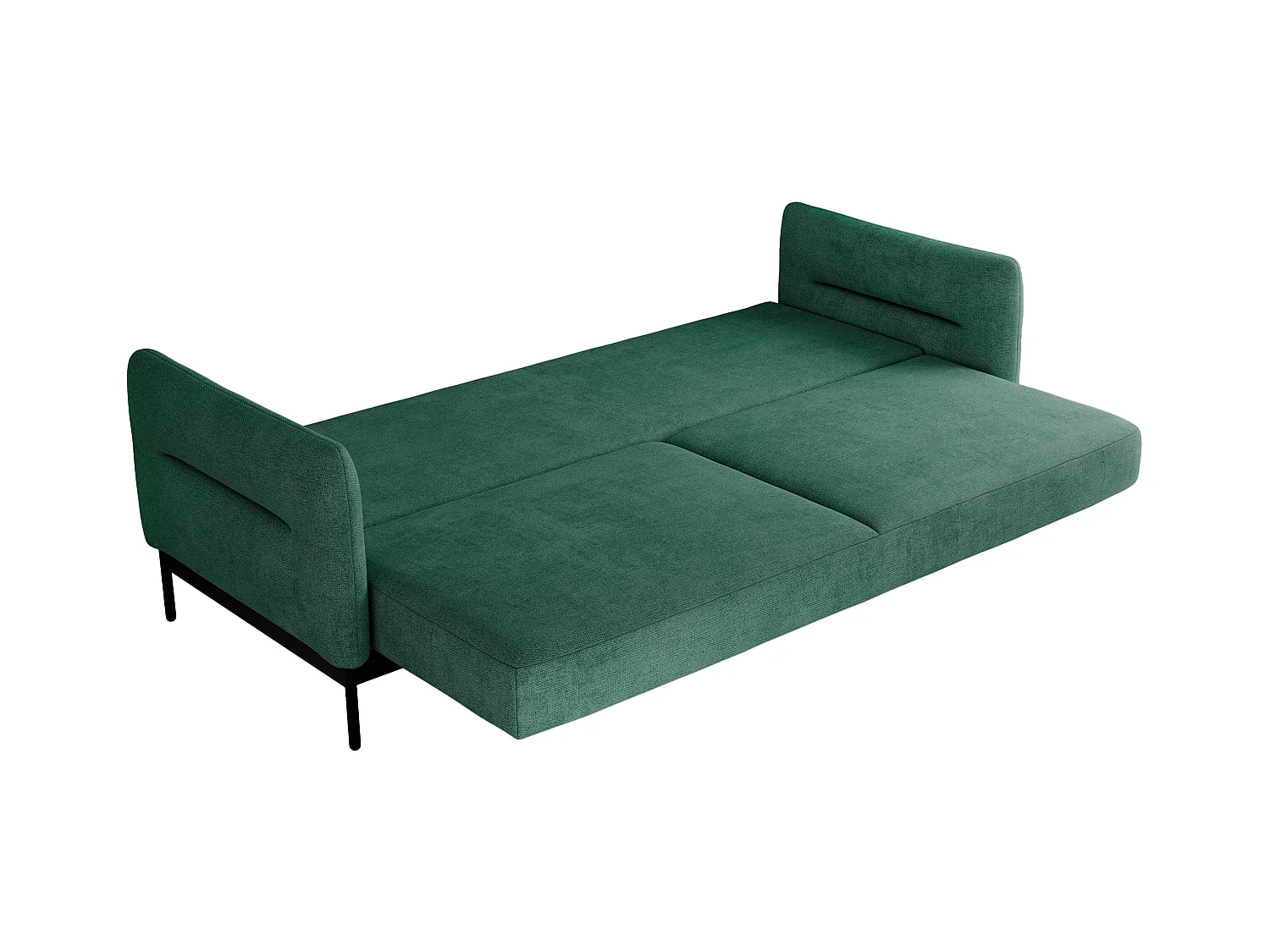Ecksofa SALENTO - mit Metallbeine, Schlafsofa, mobilen Fußhocker, lose Kissen - Grün Struktur