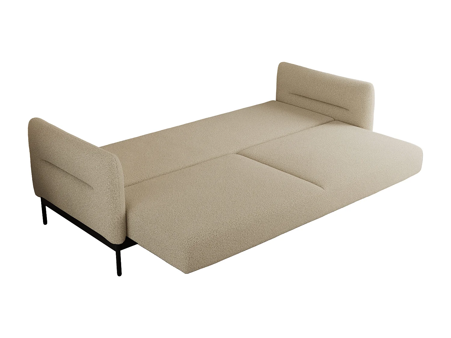 Sofa SALENTO - 3-Sitzer mit Metallbeine, mobile Kopfstütze, Schlafsofa mit lose Kissen - Beige Boucle