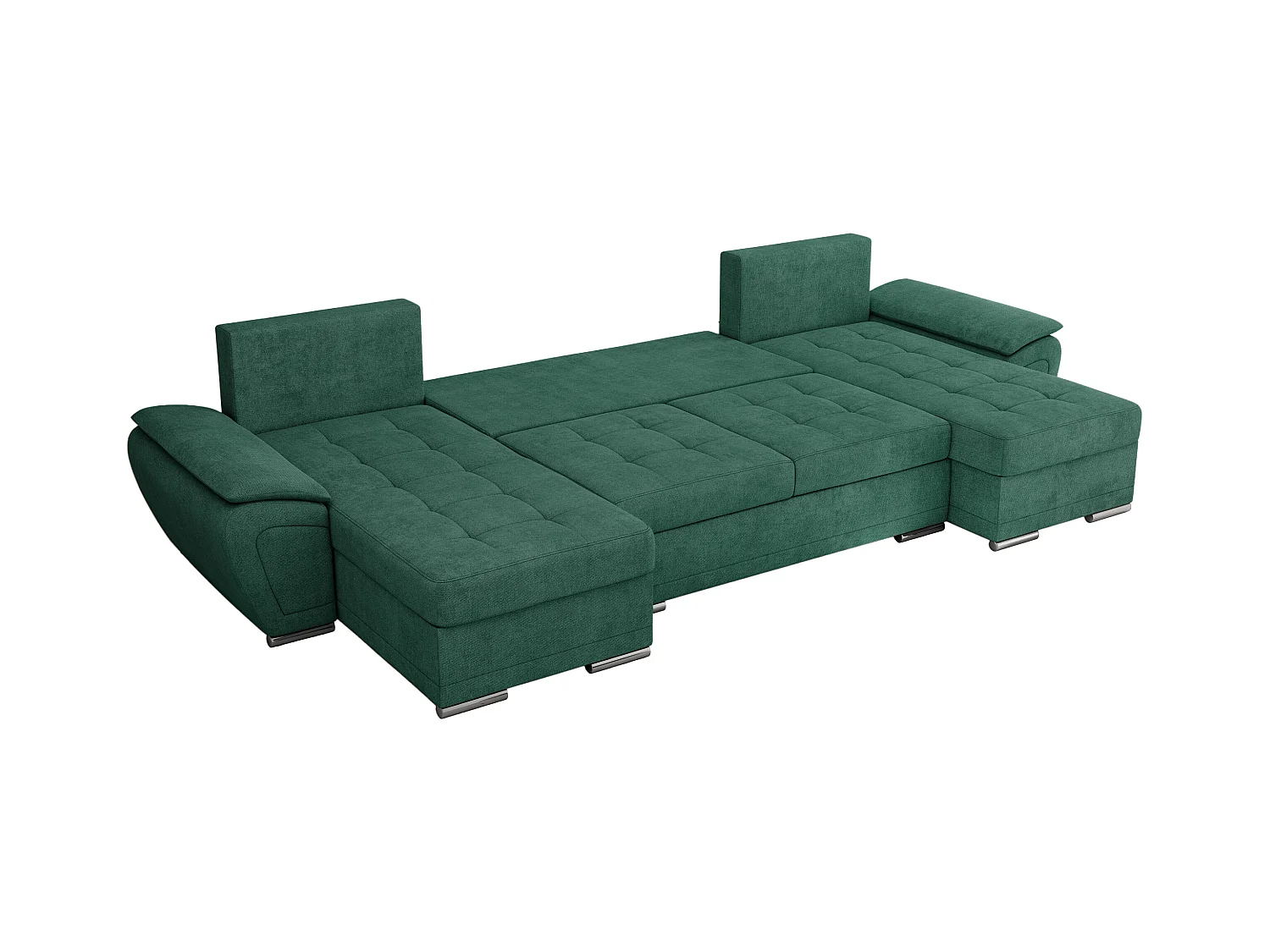 Ecksofa UMBRIA U - XXL Wohnlandschaft, mit Schlaffunktion und Bettkasten, genähte Ecke - Grün Stukture