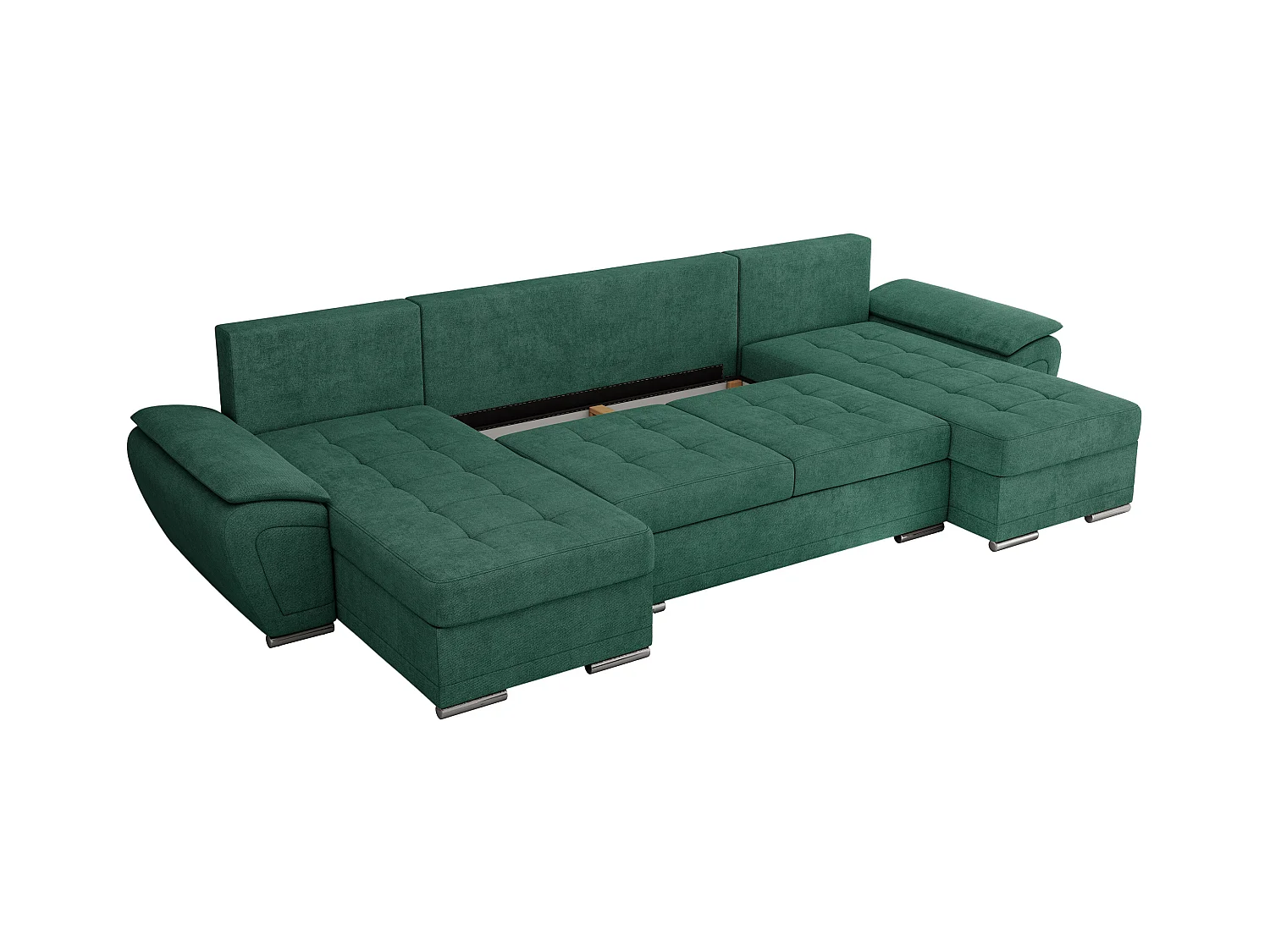 Ecksofa UMBRIA U - XXL Wohnlandschaft, mit Schlaffunktion und Bettkasten, genähte Ecke - Grün Stukture