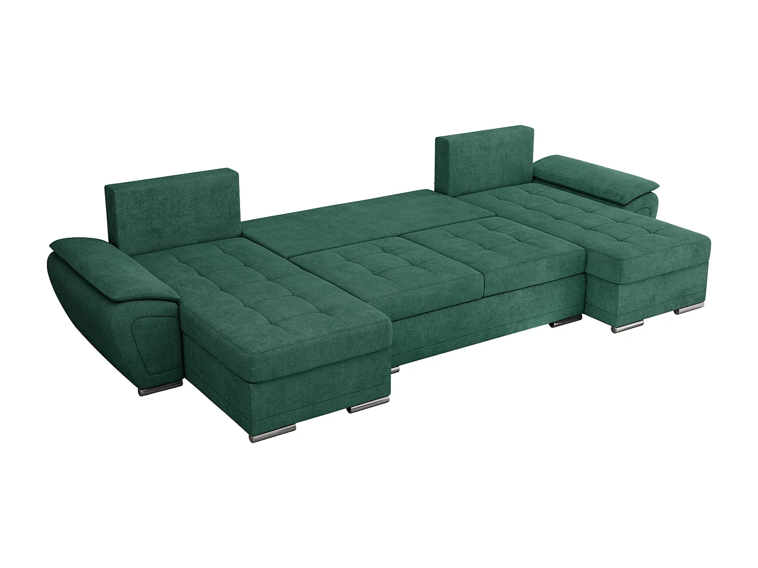 Ecksofa UMBRIA U - XXL Wohnlandschaft, mit Schlaffunktion und Bettkasten, genähte Ecke - Grün Stukture