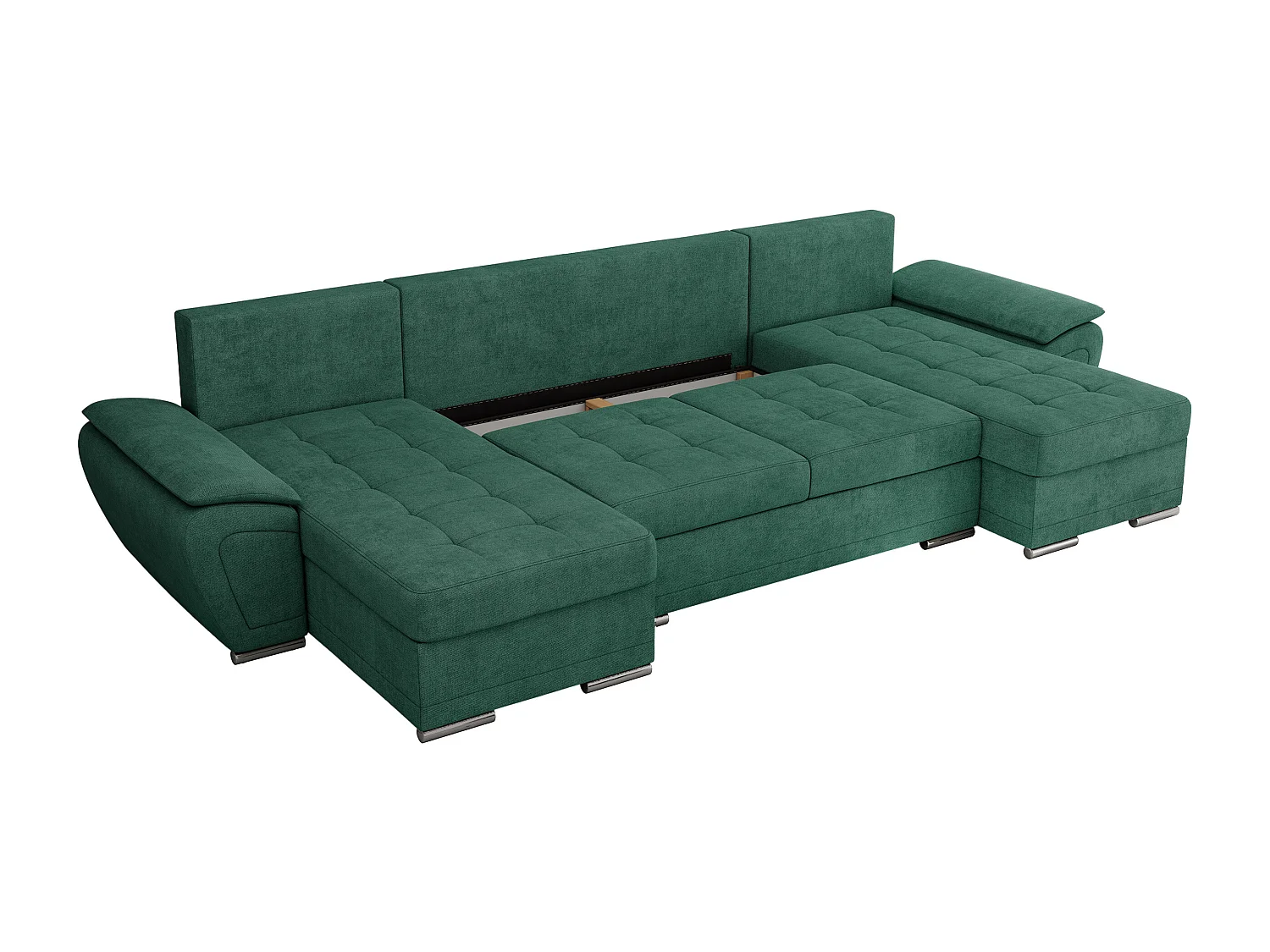 Ecksofa UMBRIA U - XXL Wohnlandschaft, mit Schlaffunktion und Bettkasten, genähte Ecke - Grün Stukture