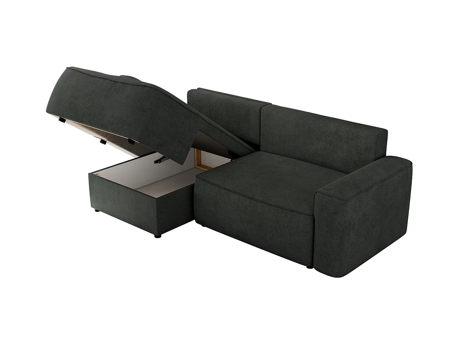 Ecksofa BELLUNO - Schlafsofa mit Bettkasten, Armlehnen, Couch L-form mit Schlaffunktion - Dunkelgrau Strukture - Ecke Links