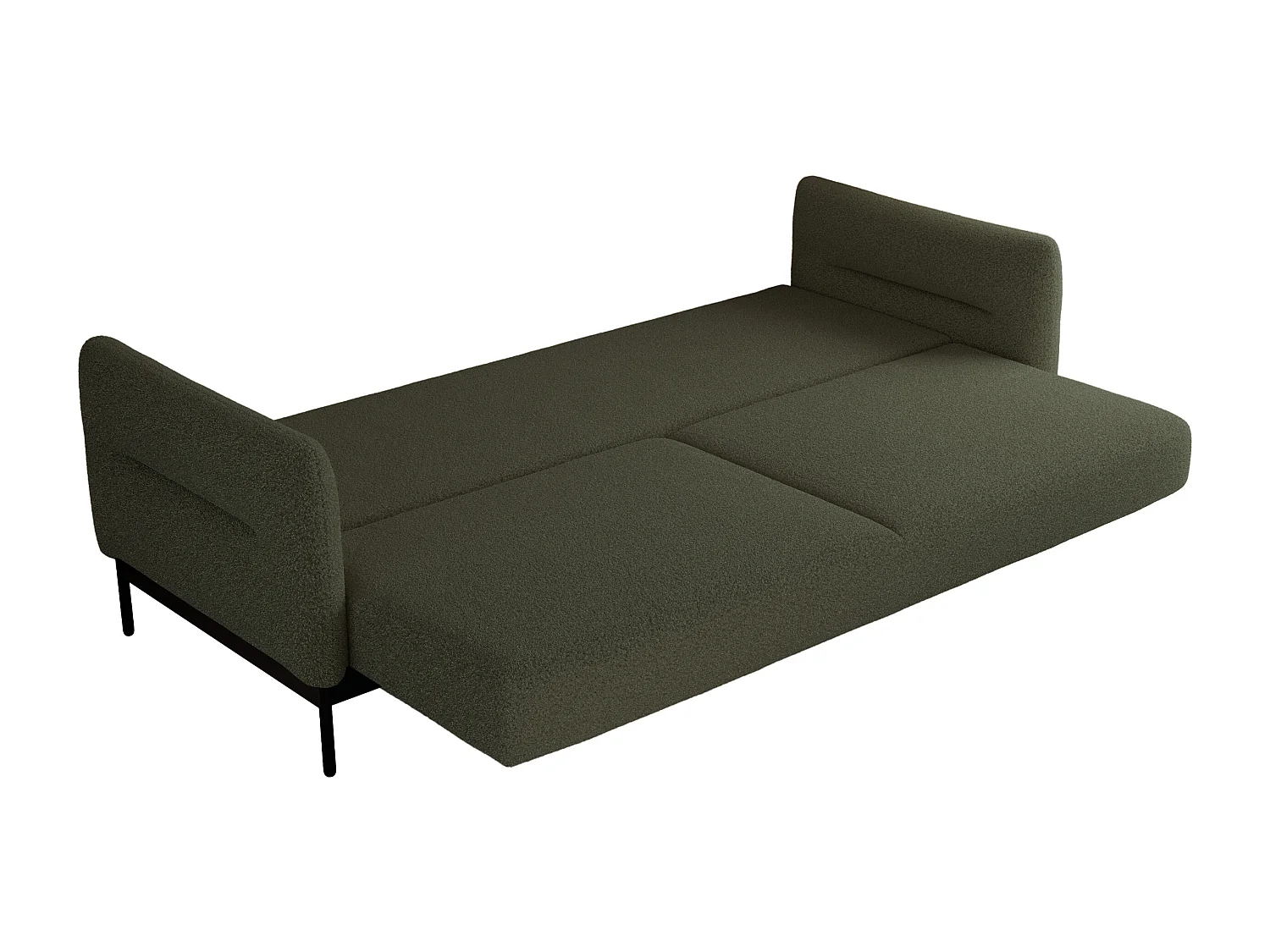 Ecksofa SALENTO - mit Metallbeine, Schlafsofa, mobilen Fußhocker, lose Kissen - Grün Boucle