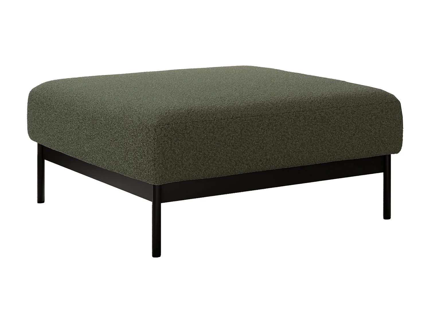 Ecksofa SALENTO - mit Metallbeine, Schlafsofa, mobilen Fußhocker, lose Kissen - Grün Boucle