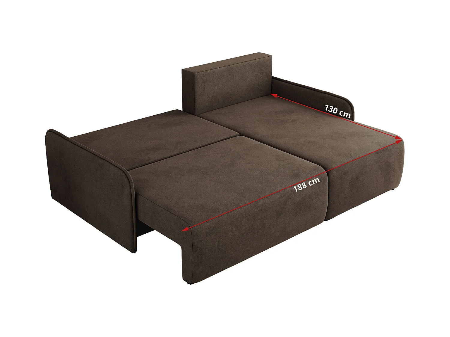 Ecksofa ARPA - L-form Schlaffsofa, Bettkasten und lose Kissen, Armlehnen - Braun Velvet - Ecke Links