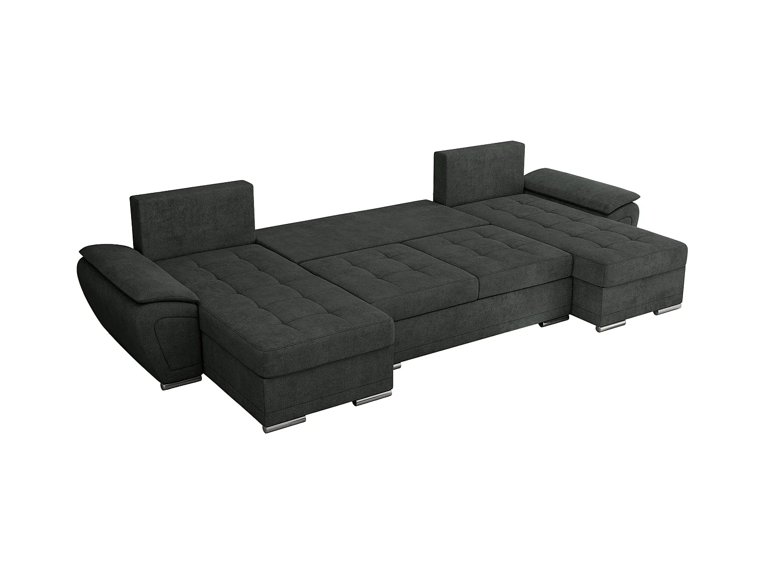 Ecksofa UMBRIA U - XXL Wohnlandschaft, mit Schlaffunktion und Bettkasten, genähte Ecke - Dunkelgrau Stukture