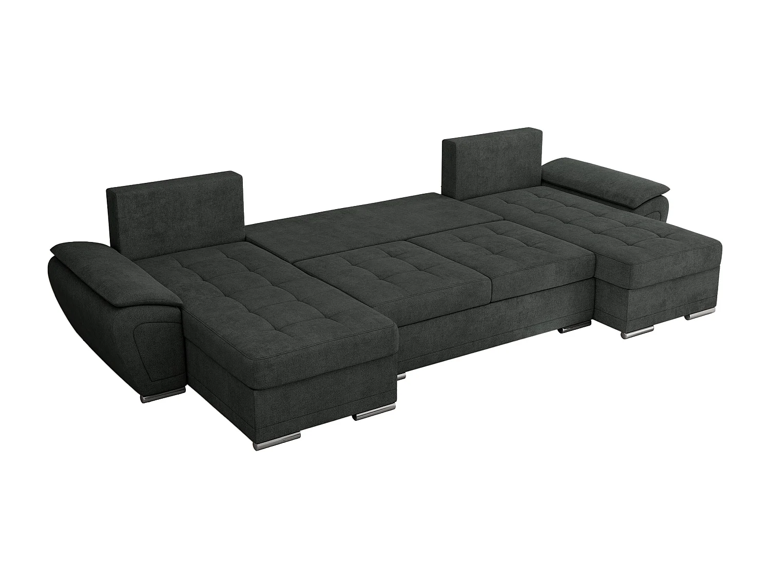 Ecksofa UMBRIA U - XXL Wohnlandschaft, mit Schlaffunktion und Bettkasten, genähte Ecke - Dunkelgrau Stukture
