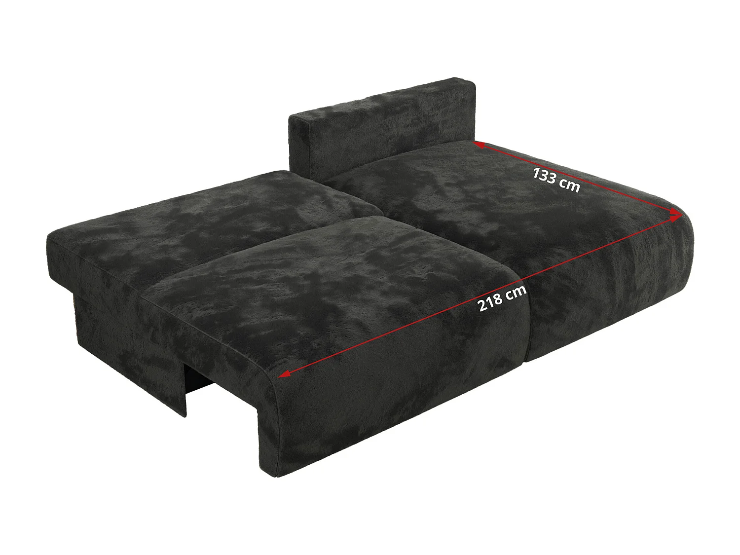 Ecksofa VIVO - L-form Couch mit Schlaffunktion und Bettkasten, Wellenfeder - Dunkelgrau Plüsch - Ecke Links