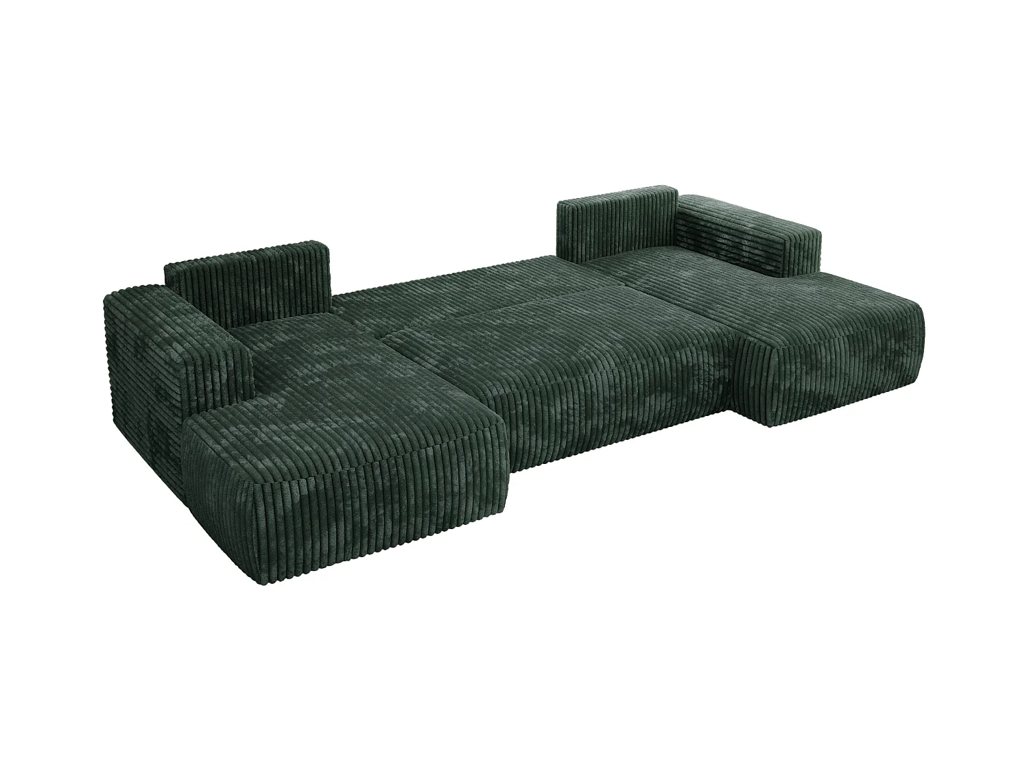 Ecksofa TRENTINO U - mit Schlaffunktion und Bettkasten, U-förmiges Wohnlandschaft, Armlehnen - Grün Cord