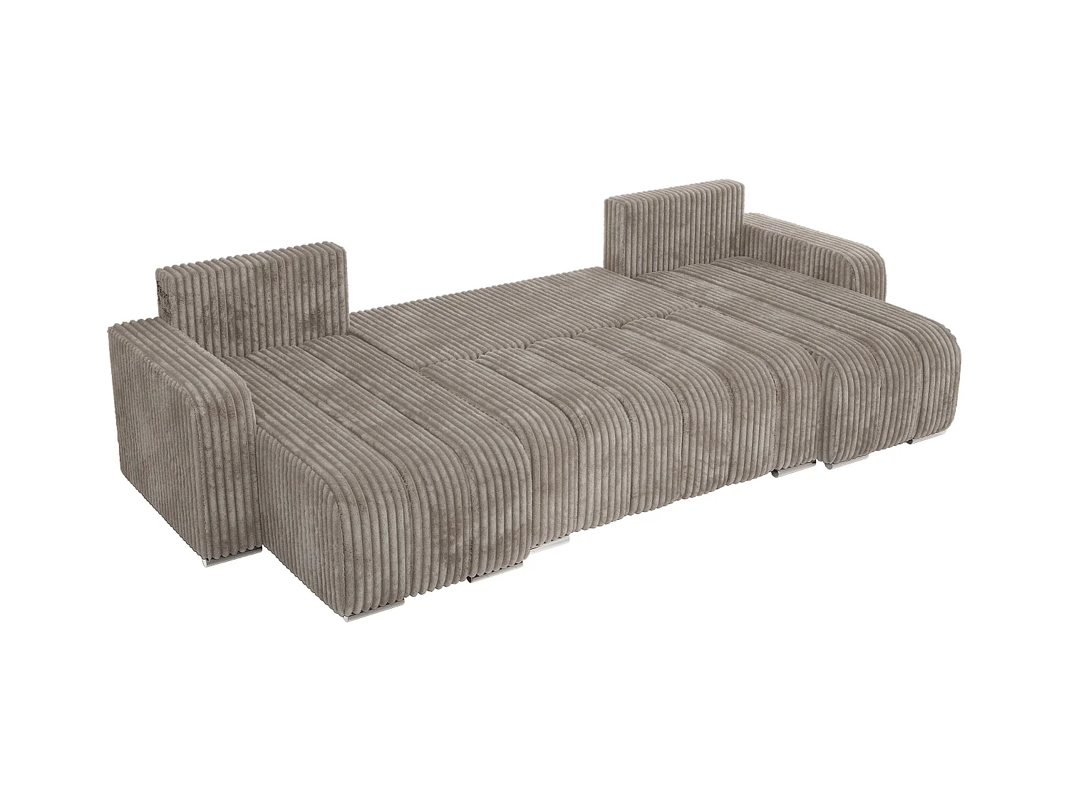 Ecksofa KIRASSO U - Wohnlandschaft, Schlaffunktion und Bettkasten, Couch U-form, lose Kissen - Hellbraun Cord